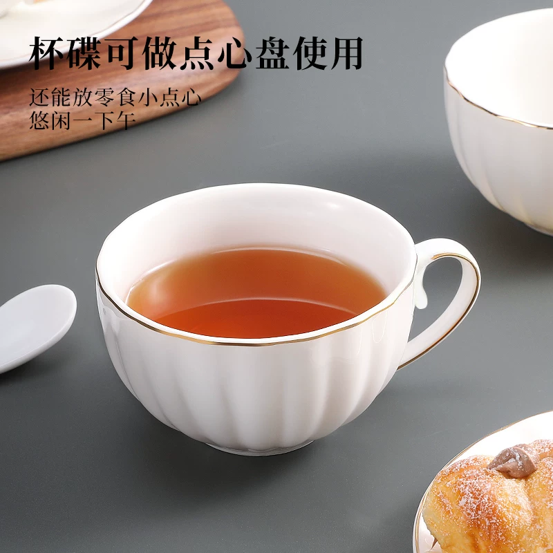 Cốc cà phê Mongdio cao cấp tinh tế cốc gốm sứ kiểu Anh cốc trà chiều kiểu Anh cốc bí ngô cốc cà phê và bộ đĩa lót