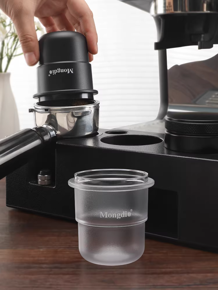 Cốc thu gom bã cà phê Mongdio, cốc thu gom bã cà phê có tay cầm máy pha cà phê, cốc chống bắn nước cân hạt, cốc thơm 58mm