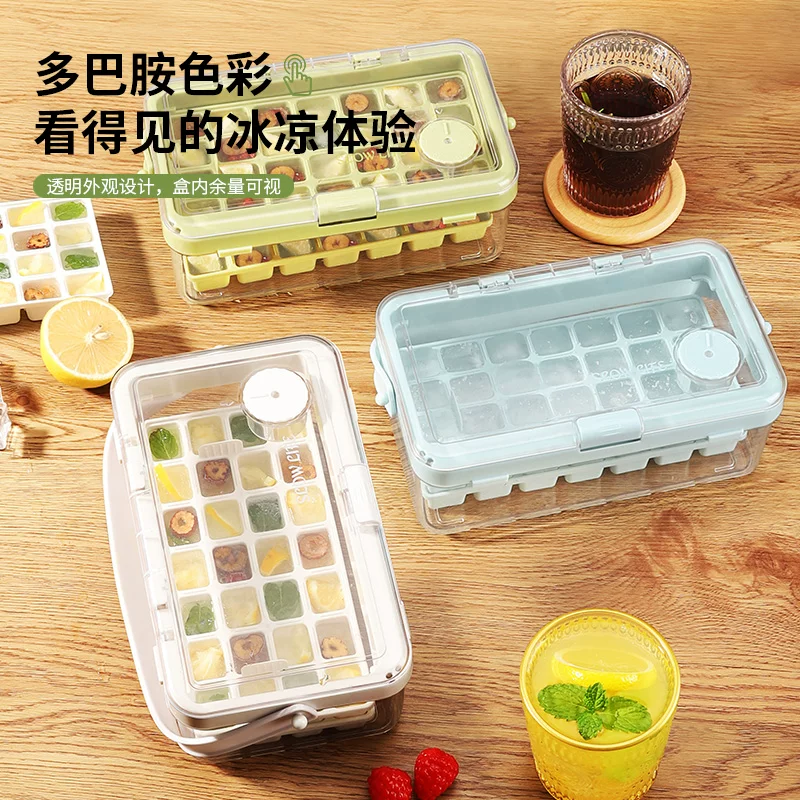 Khuôn làm đá viên Mongdio khay làm đá gia dụng cấp thực phẩm dụng cụ làm đá hộp làm đá loại ép khuôn làm đá viên