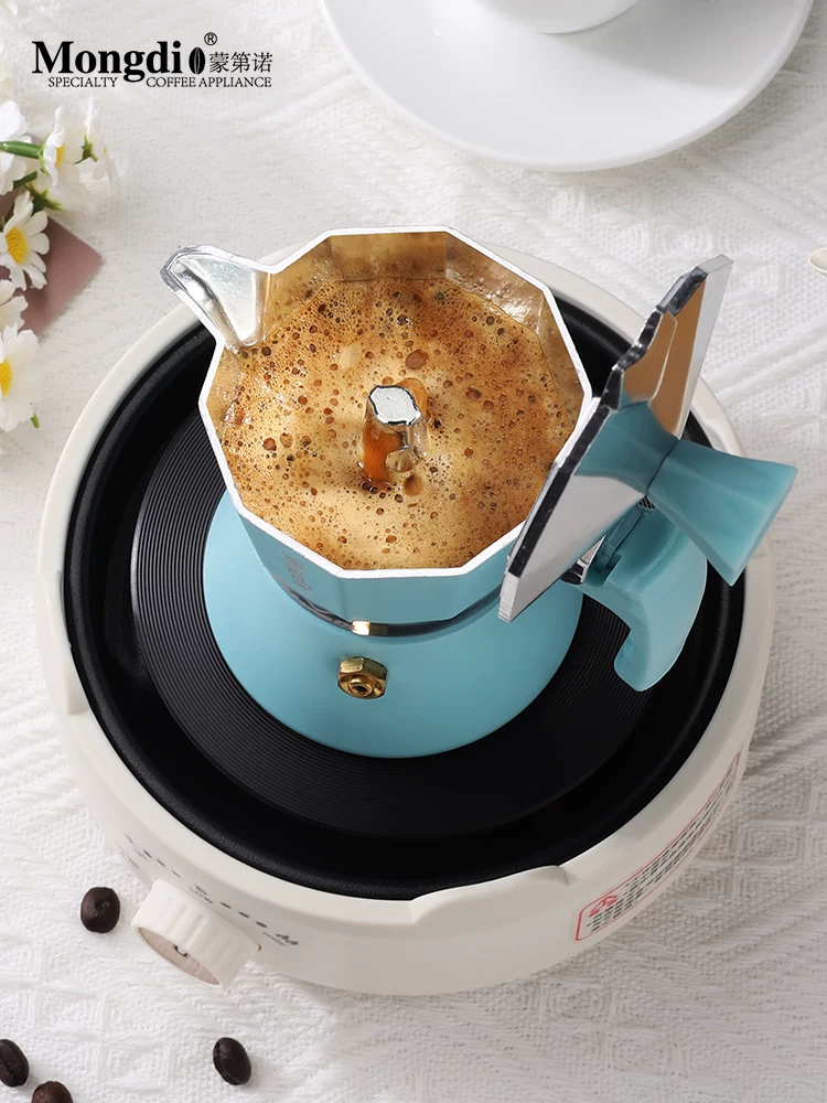 Mongdio mini moka pot hộ gia đình máy pha cà phê nhỏ moka cà phê pha cà phê kiểu Ý máy pha cà phê chiết xuất nồi