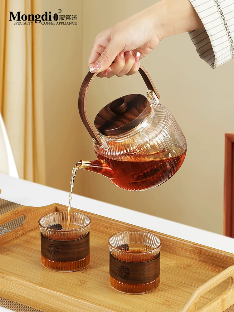 Ấm pha trà điện tử Mongdio, mẫu mới 2024, bếp điện gốm sứ, ấm đun nước chịu nhiệt cao, có tay cầm