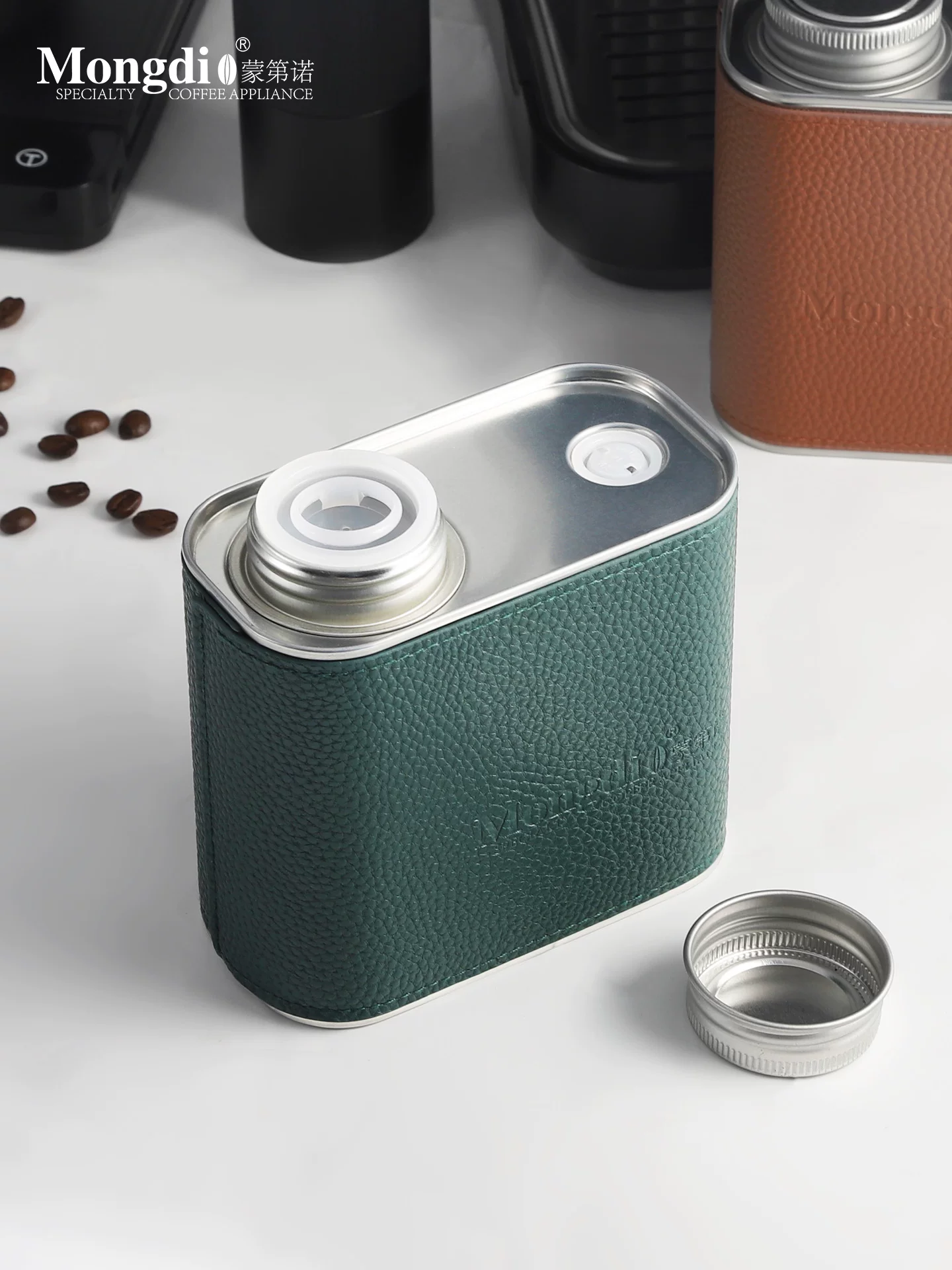 Lon cà phê Mongdio kín hơi, hộp đựng cà phê bằng thiếc, bình đựng cà phê có van một chiều, hộp đựng cà phê.
