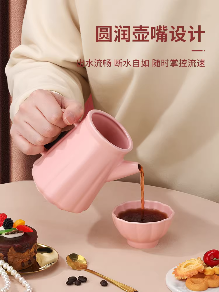 Bộ ấm pha cà phê thủ công, cốc lọc cà phê bằng gốm hình cánh hoa, cốc lọc nhỏ giọt phễu pha cà phê thủ công dùng trong gia đình, ấm chia sẻ.