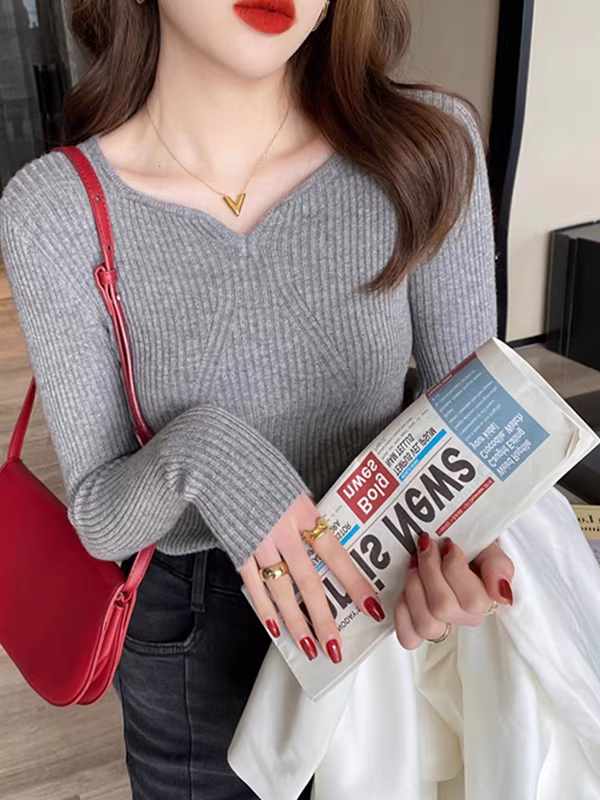 Xả kho quần áo nữ hàng hiệu, áo thun dệt kim độc đáo có tem cắt, áo kiểu dáng thời trang tay dài cho mùa thu đông.