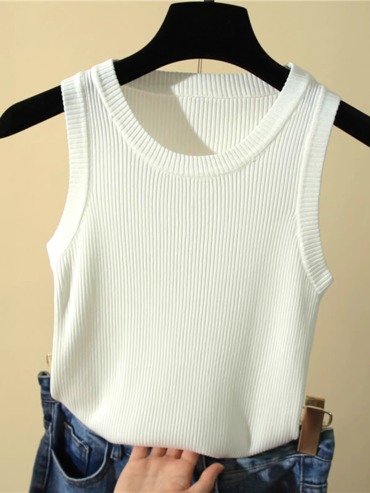 Khuyến mãi đặc biệt Nanyou: áo ba lỗ mùa hè dành cho nữ, mặc ngoài hoặc phối lớp, áo camisole màu trơn, áo thun trắng không tay.