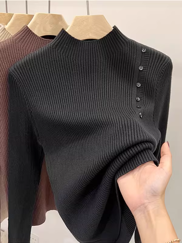 Hàng thanh lý quần áo nữ châu Âu, có mác cắt, áo len cài khuy mặc lớp, thiết kế thời trang và độc đáo cho mùa thu đông.