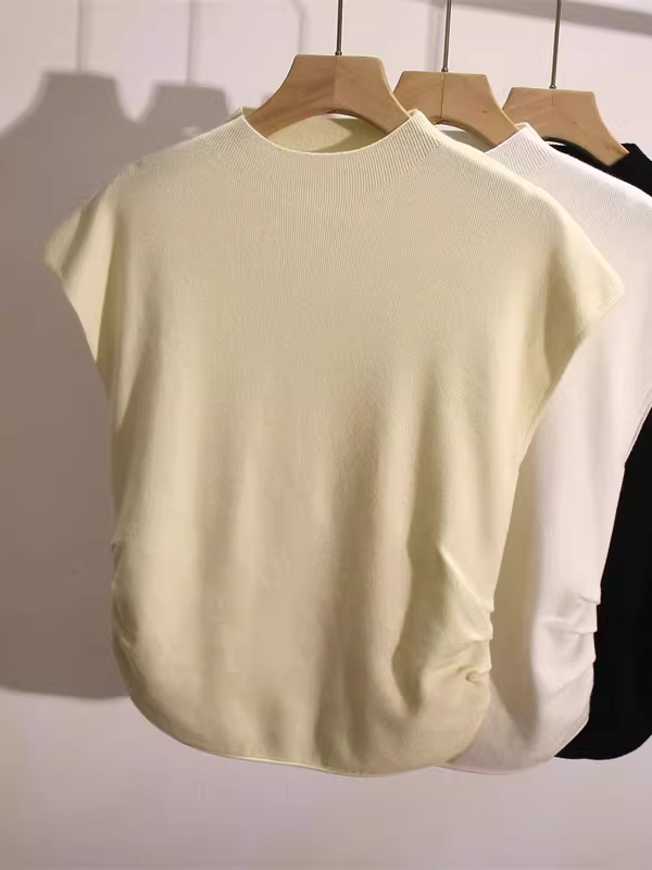 Hàng thanh lý quần áo xuất khẩu nữ, đã gỡ mác, áo len dệt kim mềm mại, áo ba lỗ xếp ly đa năng.