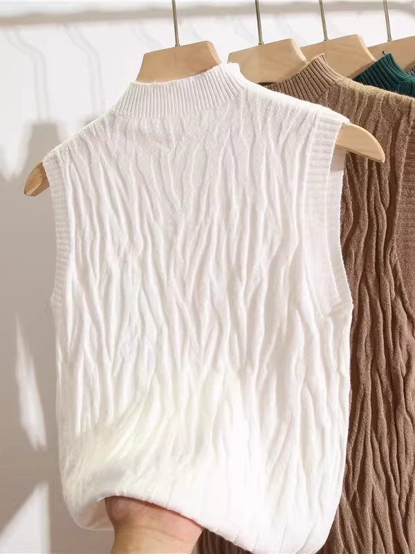 Giảm giá thanh lý quần áo nữ cửa hàng giảm giá áo ba lỗ dệt kim cổ cao nửa cổ thuần khiết khao khát ôm sát lớp bên trong áo khoác ngoài áo không tay