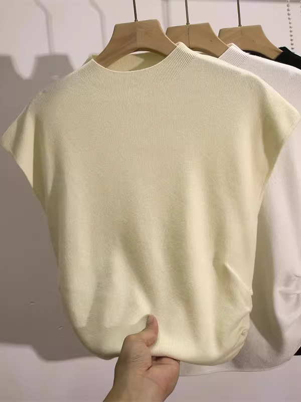 Hàng thanh lý quần áo xuất khẩu nữ, đã gỡ mác, áo len dệt kim mềm mại, áo ba lỗ xếp ly đa năng.