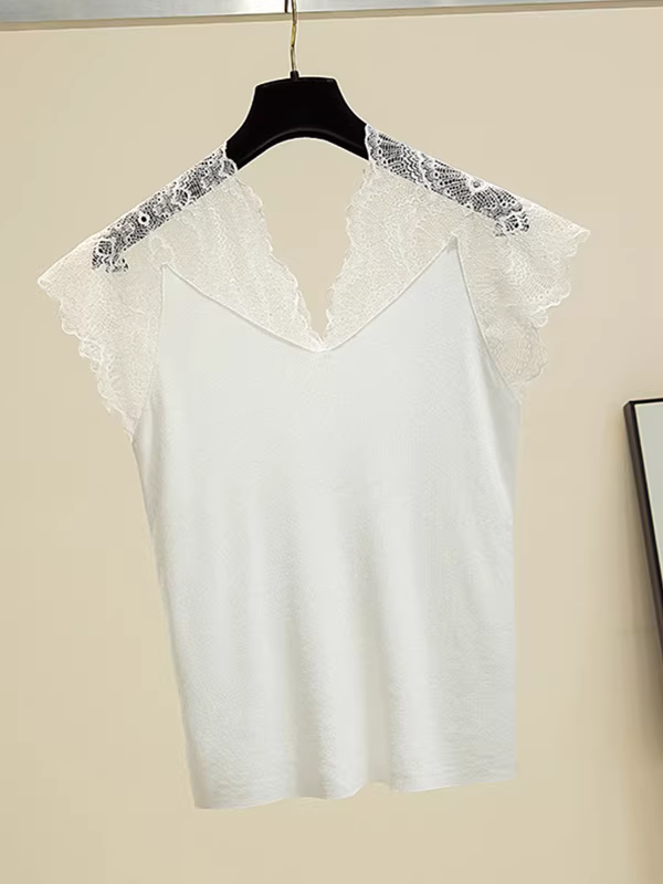 Áo gile len lụa đá cao cấp giảm giá, thiết kế độc đáo, kiểu dáng nữ tính, cổ V khoét sâu, phối ren, không tay