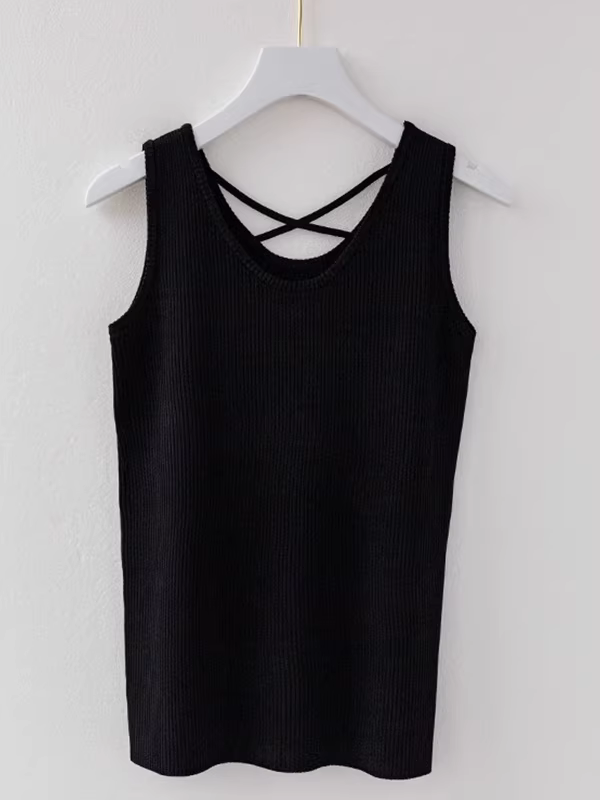 Hàng thanh lý quần áo nữ kiểu Âu, hàng xuất dư, áo gile dệt kim cổ tròn không tay, nhãn cắt, mùa hè, áo khoác ngoài nữ, áo ngắn.