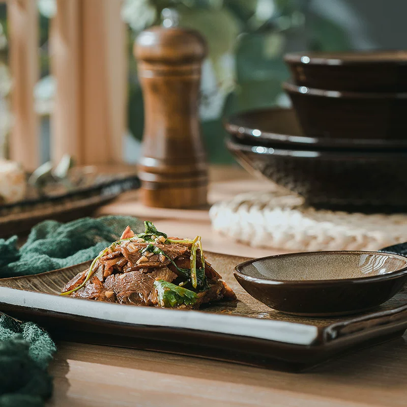 Đĩa sứ hình chữ nhật kiểu Nhật, đĩa tráng miệng, đĩa sushi, đĩa dùng trong nhà, đĩa đặc sản nhà hàng, đĩa ăn món Tây
