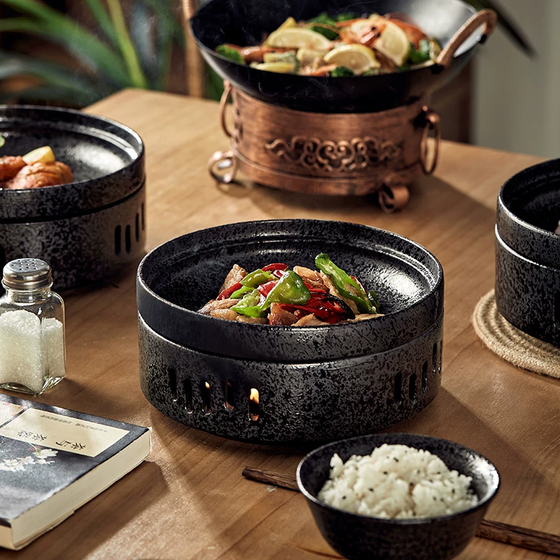 Bát giữ nhiệt nung lò kiểu Nhật, bát đun nóng bằng nến, đồ gốm sứ gia dụng sáng tạo, bộ đồ ăn khách sạn cao cấp độc đáo.