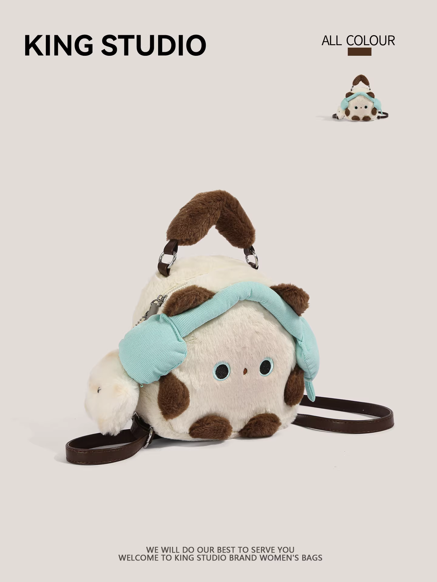 Ba lô thú bông hoạt hình dễ thương dành cho nữ 2026, ba lô du lịch đa năng, chất liệu lông mềm mại, cặp sách học sinh