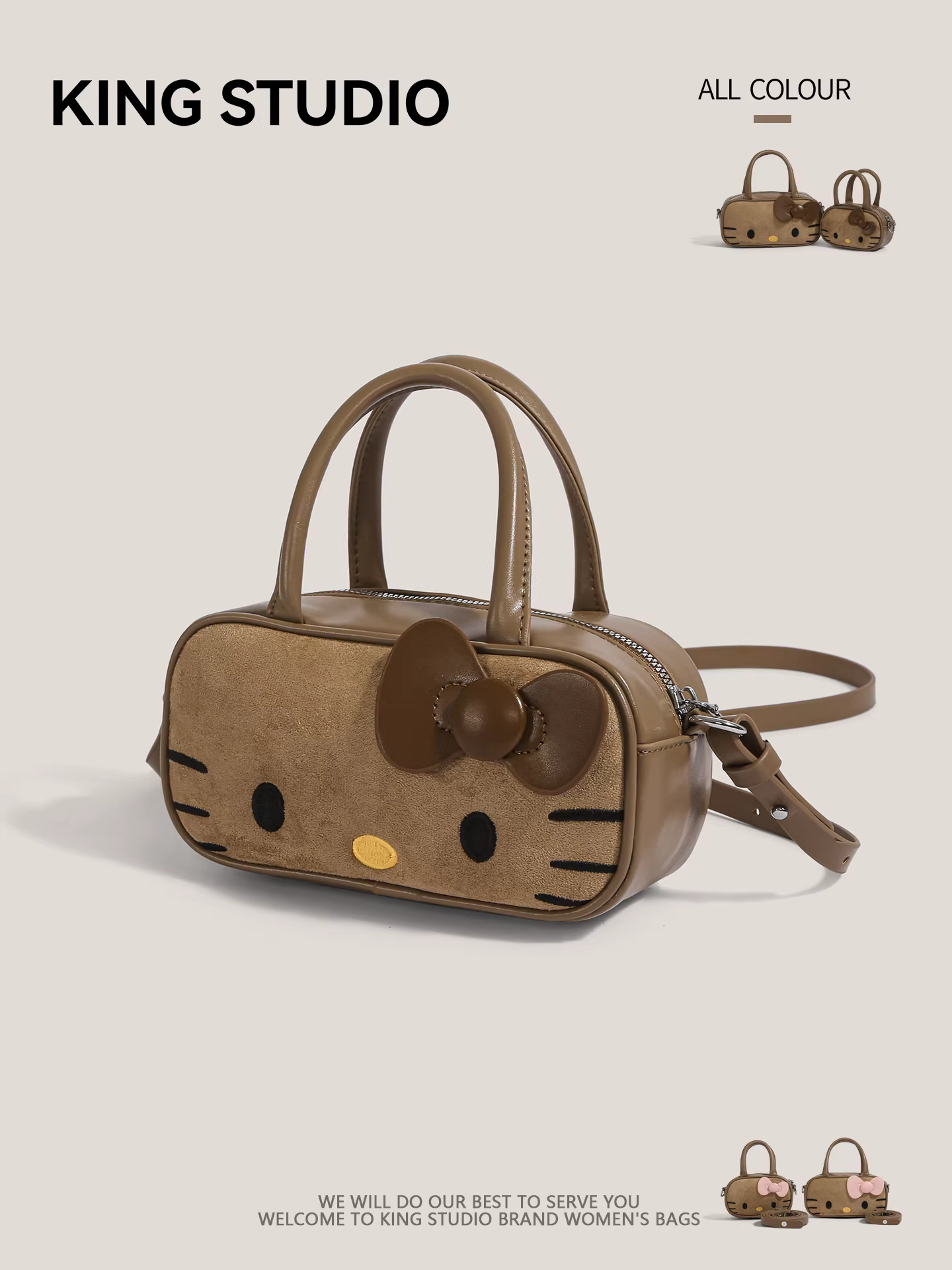 Túi xách Hello Kitty hoạt hình dễ thương dành cho nữ, mẫu mới 2025, thiết kế độc đáo, đeo chéo, túi vuông nhỏ