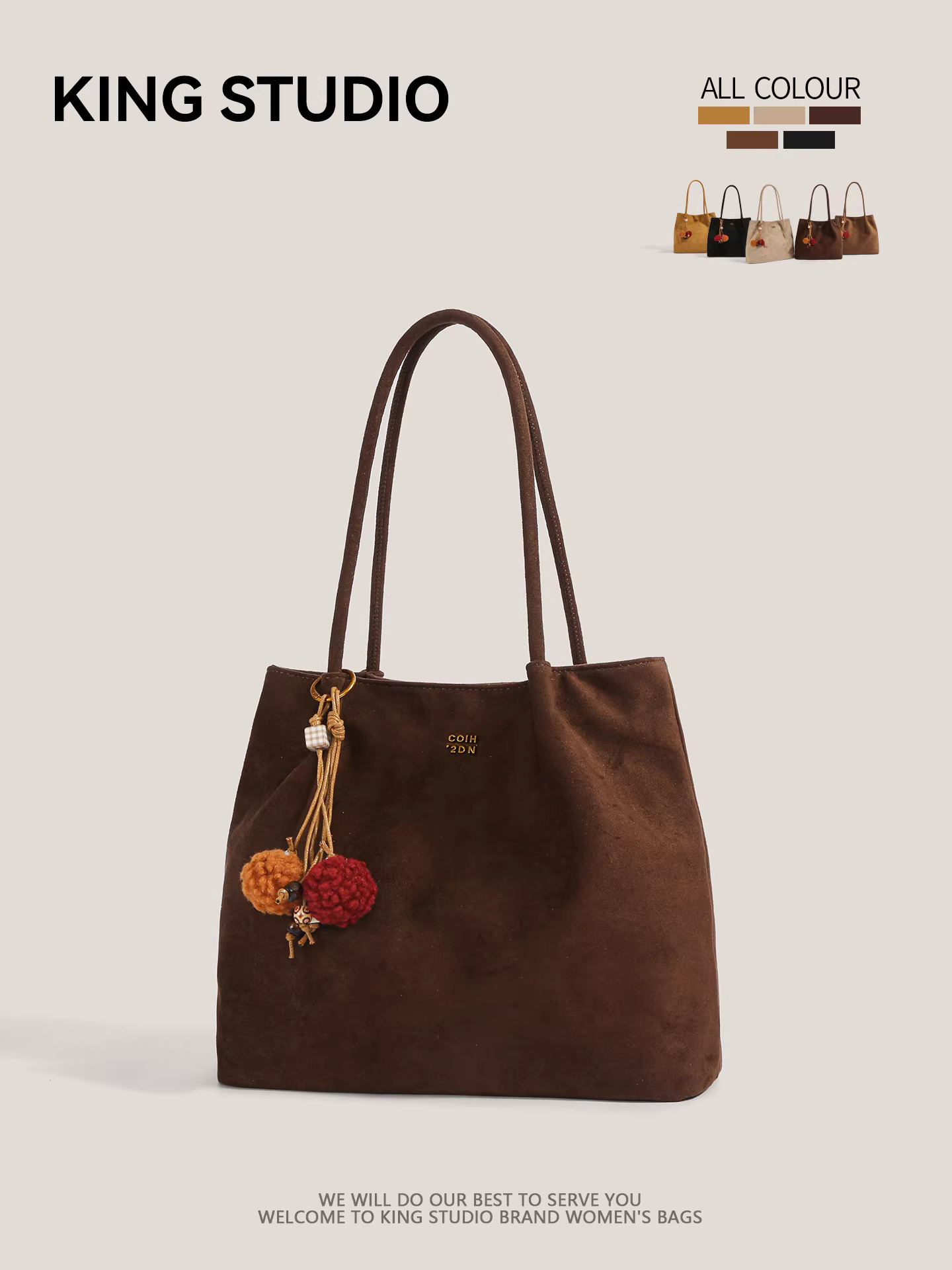 Túi đeo vai da lộn retro thời trang nữ thu đông 2025, dung tích lớn, kiểu dáng thời thượng, túi xách đi làm