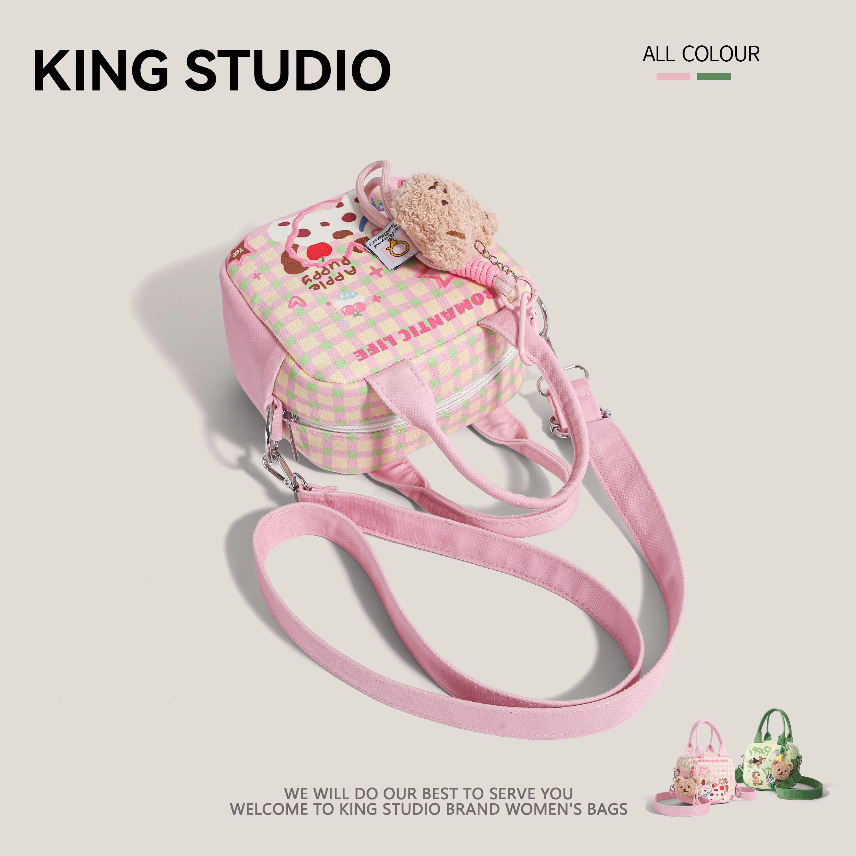 Túi xách dự tiệc hình chó con dành cho nữ 2025, thiết kế độc đáo dễ thương đa năng, chất liệu canvas, đeo vai/chéo.