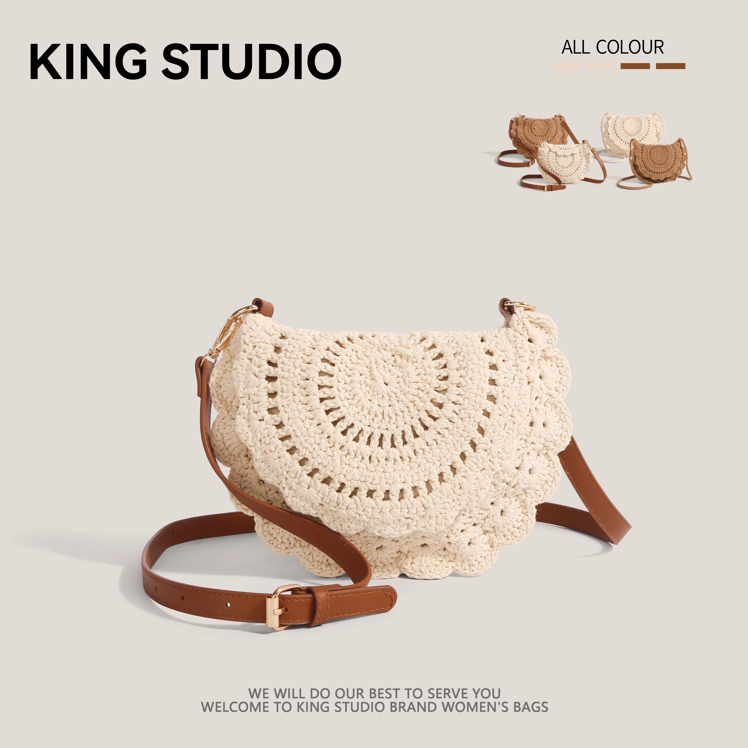 Túi cói dệt ren độc đáo dành cho nữ, mẫu mới xuân/hè 2025, thời trang đa năng, đeo chéo, đi biển, túi nhỏ