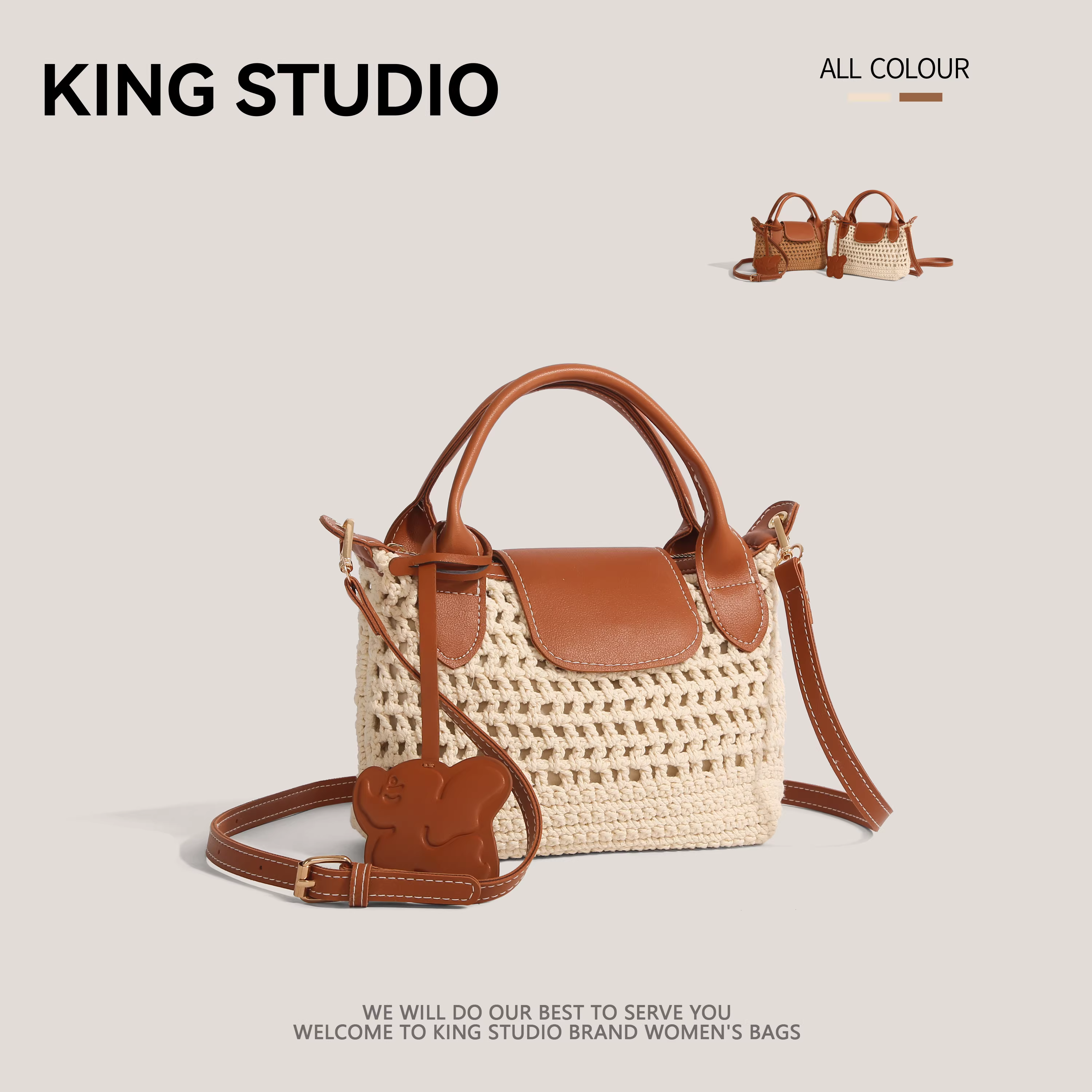 Túi xách dệt thủ công dành cho nữ 2025, mẫu mới mùa hè, túi móc len, túi đi biển, túi đeo vai, túi đeo chéo