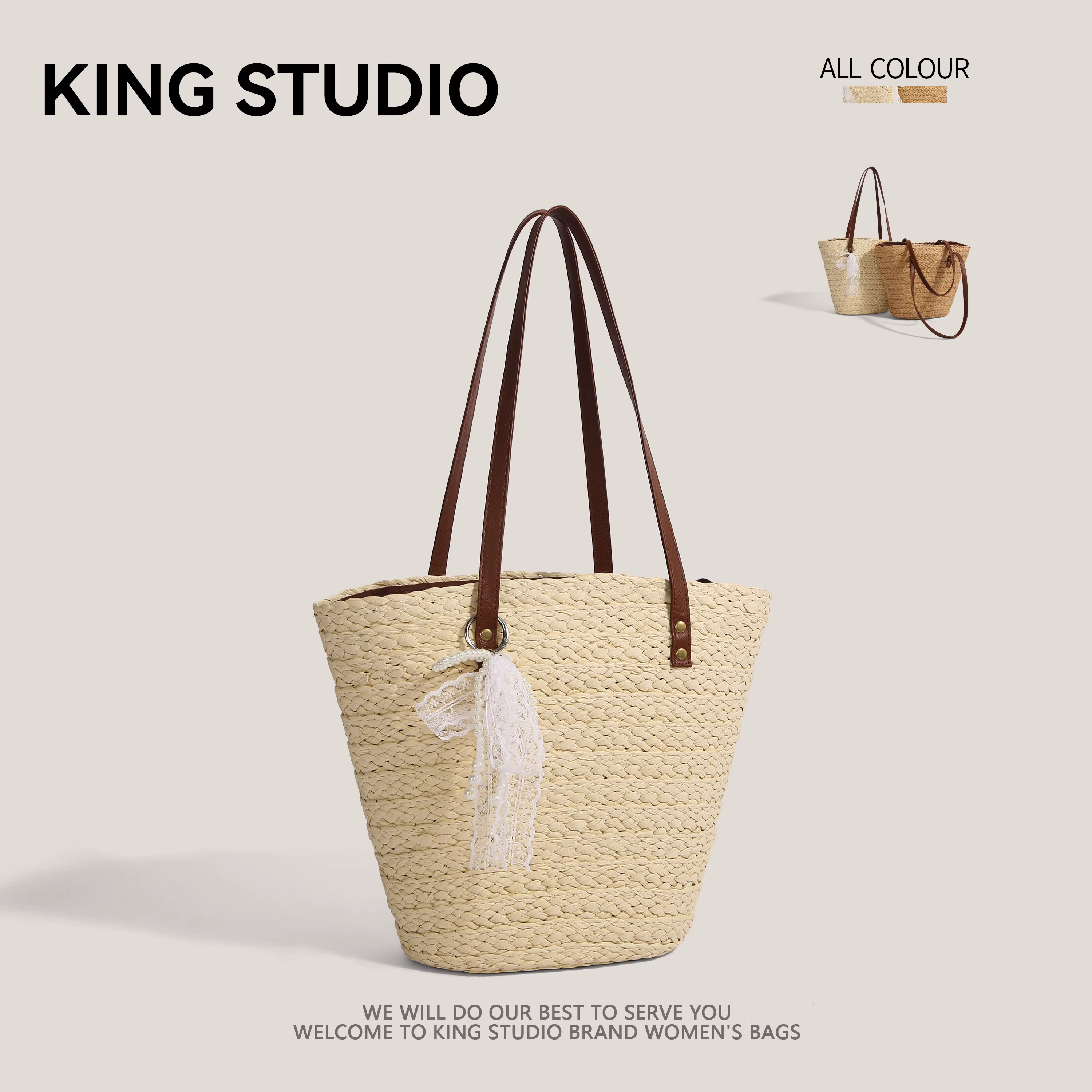 Túi dệt bằng rơm mùa hè dành cho nữ 2025 túi tote thời trang mới sức chứa lớn túi dệt đeo vai túi đựng rau túi đi biển