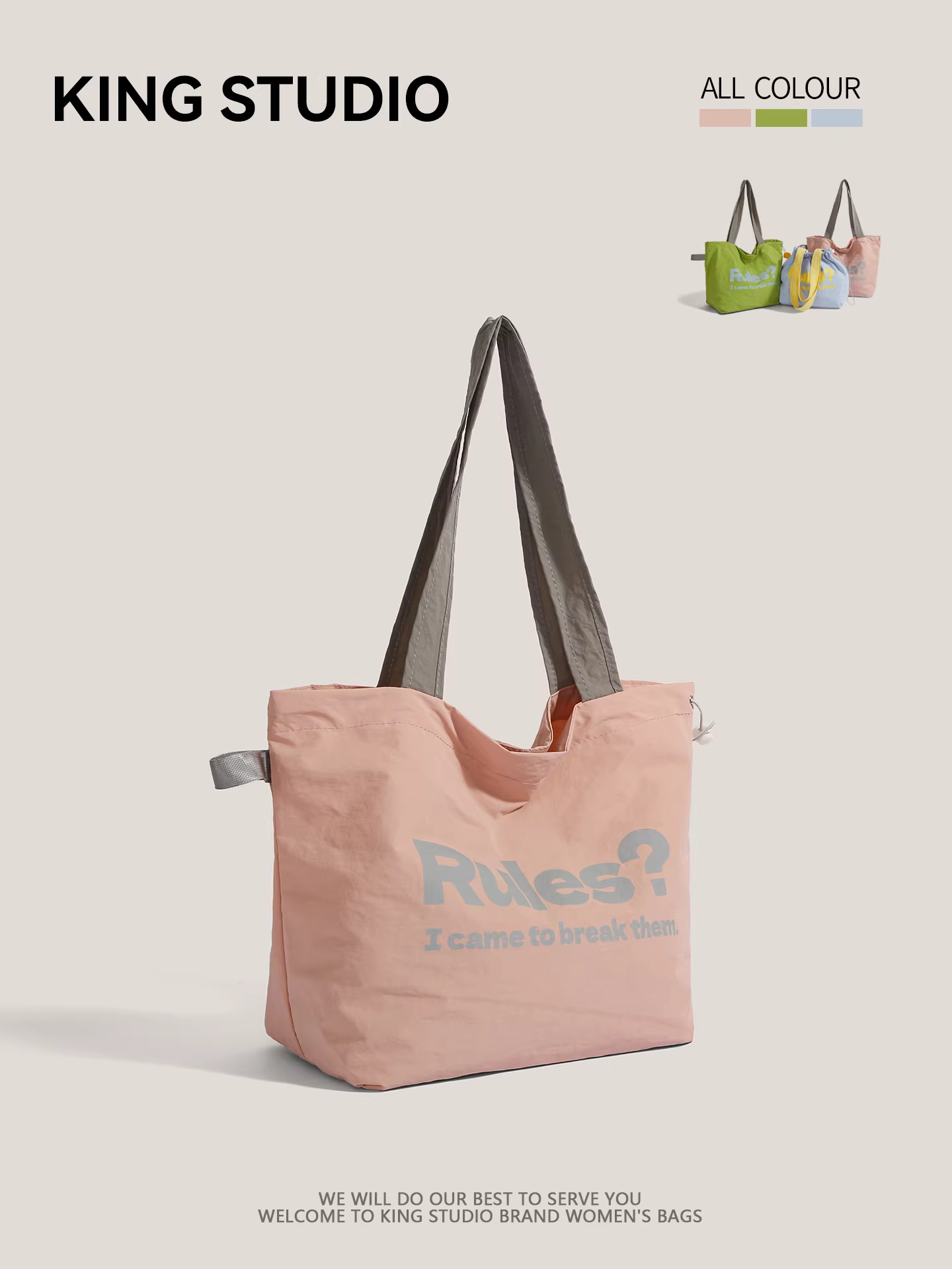 Túi đeo vai nữ thời thượng chất liệu nylon phong cách dopamine, mẫu mới 2025, in chữ, dung tích lớn, dùng đi làm