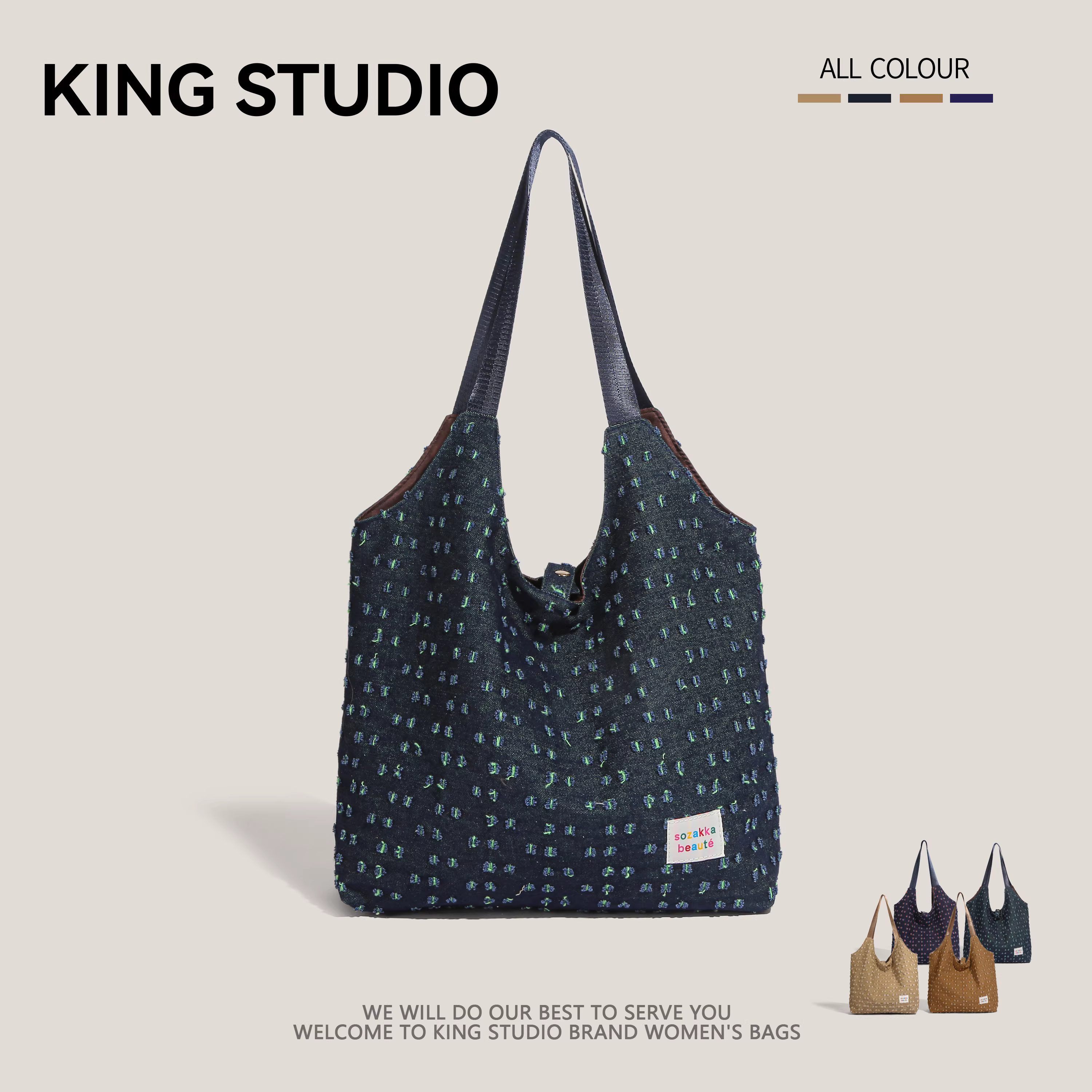 Túi vải bố cỡ lớn dành cho nữ, mẫu mới xuân hè 2025, đa năng, đeo vai, đi chợ, đi học, đi làm