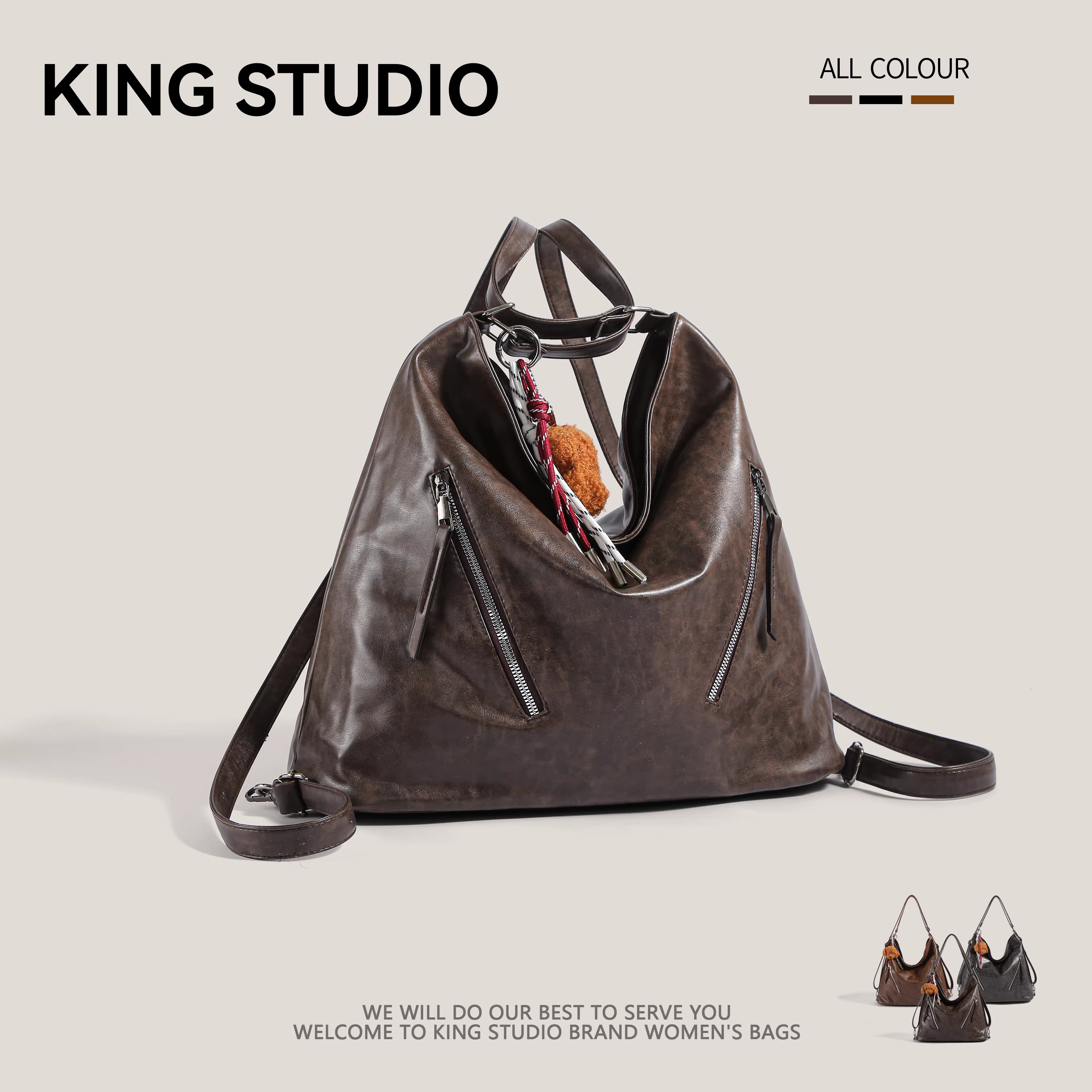 Ba lô retro nữ thời trang thu đông 2025, túi tote Hàn Quốc cá tính, balo đi làm dung tích lớn