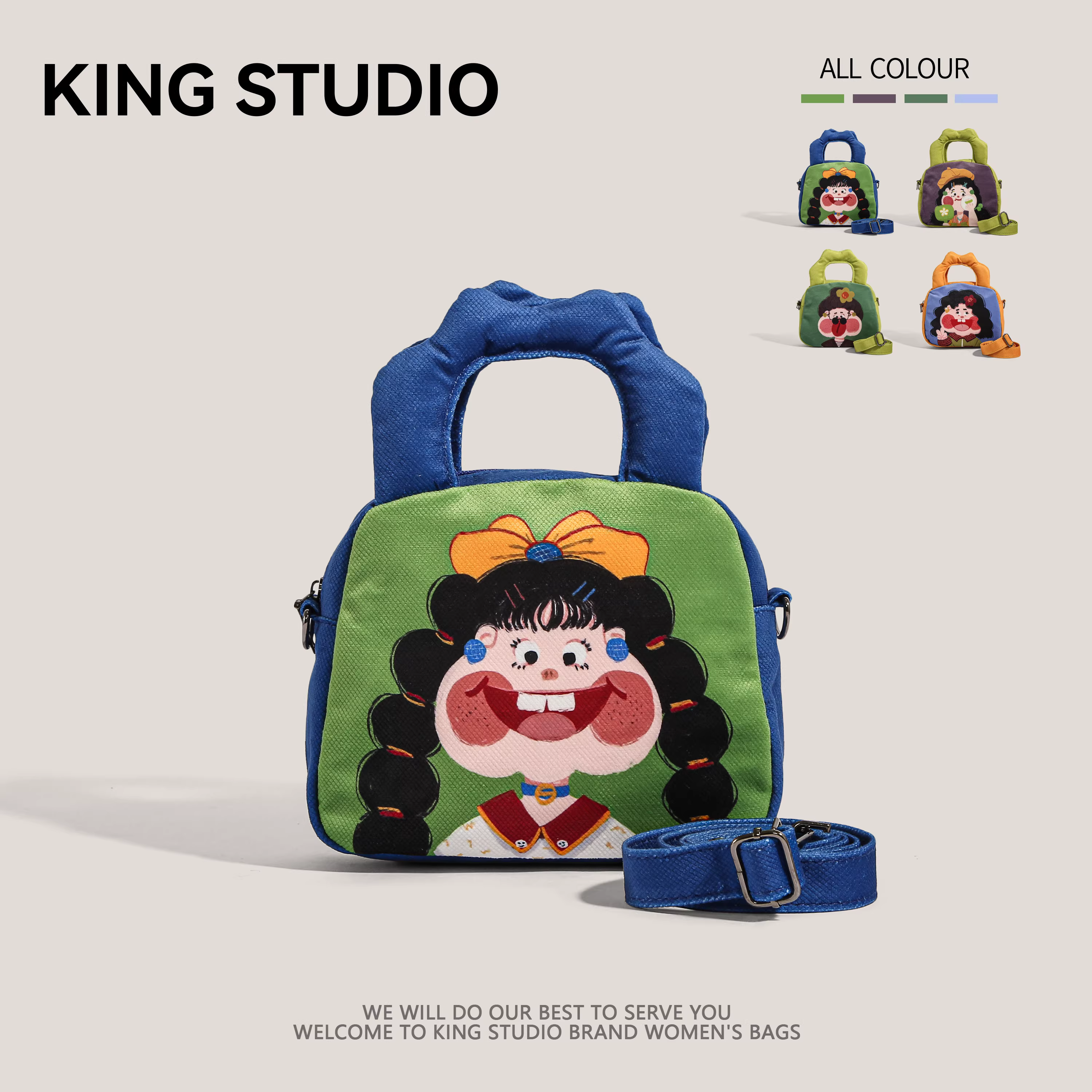 Túi xách thiết kế minh họa dễ thương độc đáo dành cho nữ 2025, kiểu dáng ngộ nghĩnh xấu lạ dễ thương, họa tiết graffiti hoạt hình, đeo vai, đeo chéo