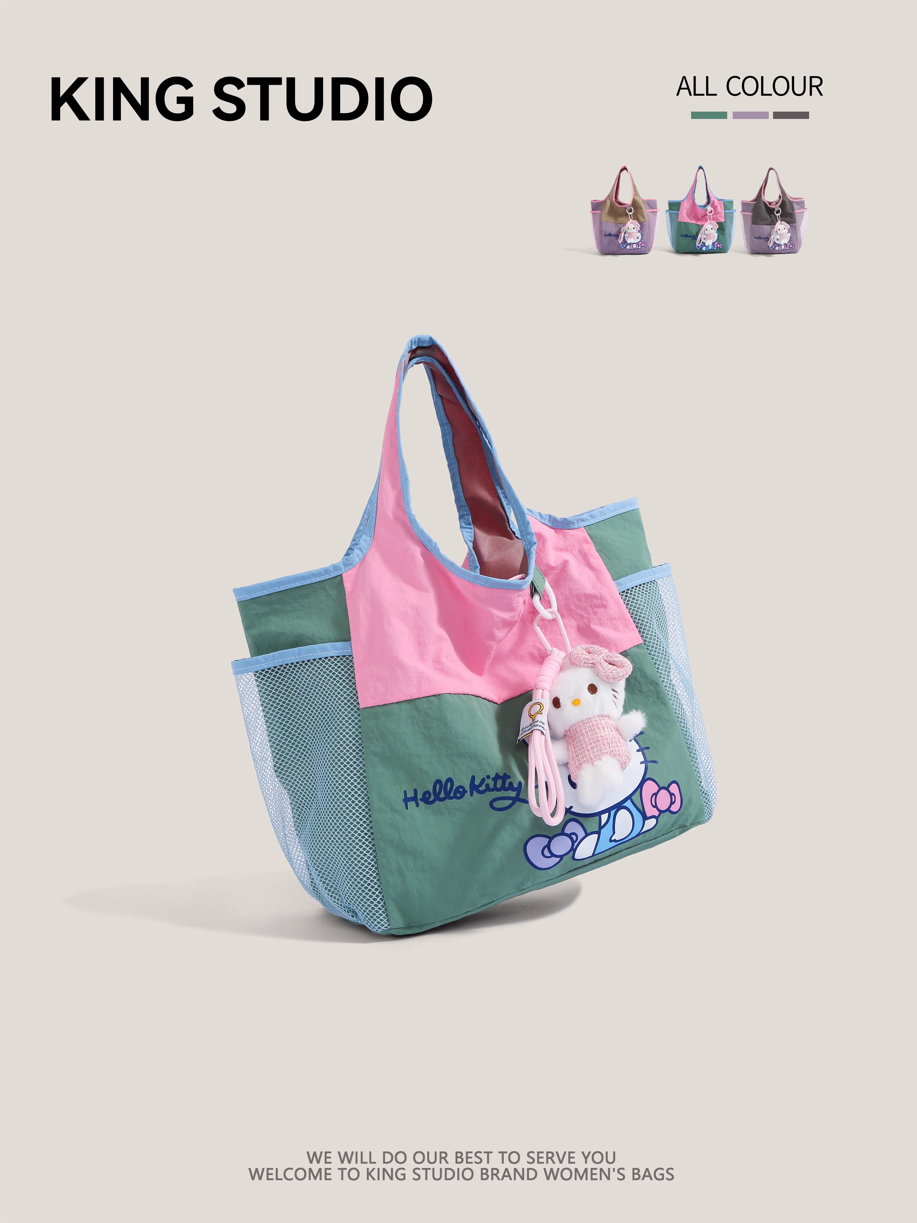 Túi xách Hello Kitty dễ thương dành cho nữ 2025, mẫu mới, chống thấm, kiểu dáng túi mua sắm