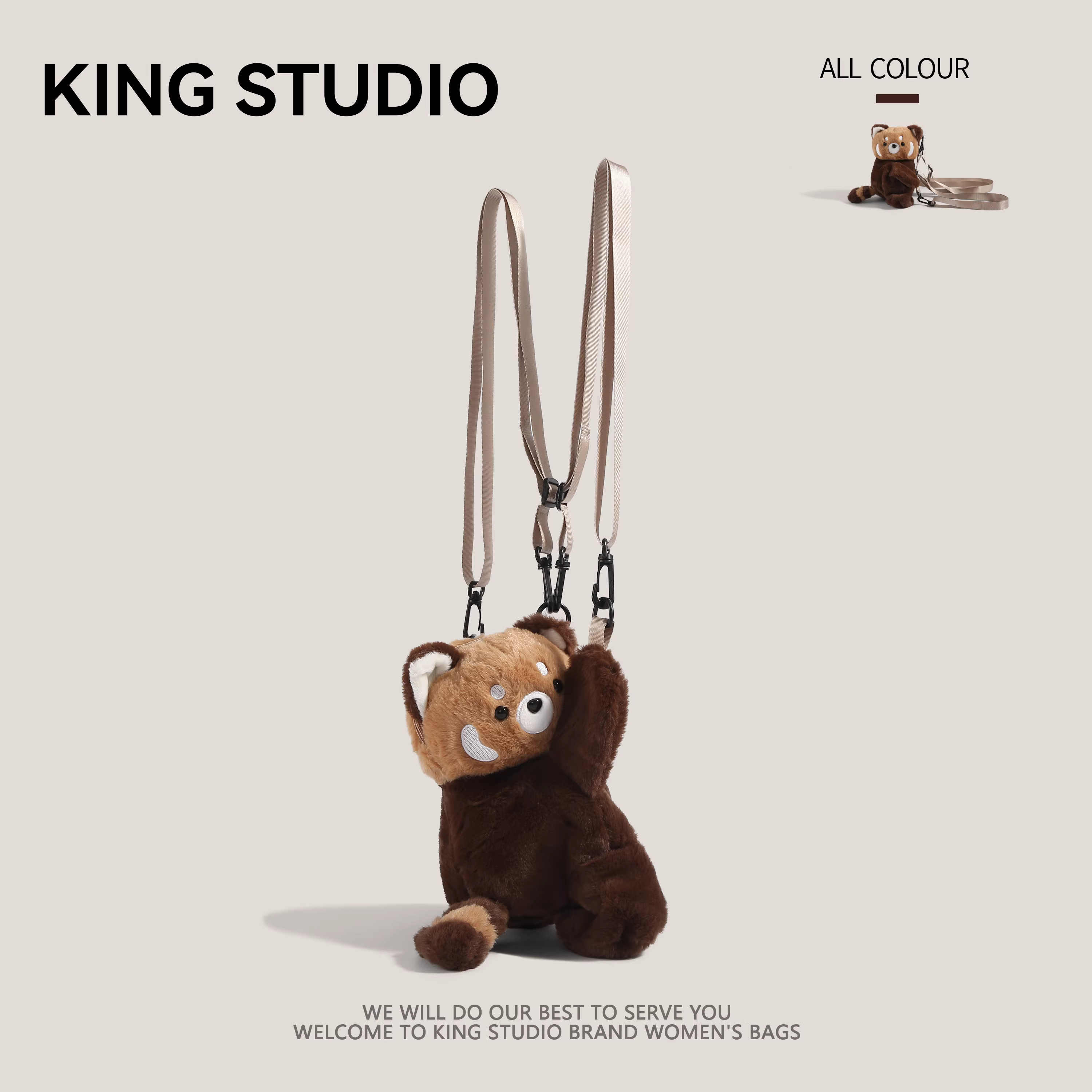 Túi đeo chéo thú bông Guli Guli Little Panda dễ thương, ba lô đồ chơi thú bông dành cho nữ, quà sinh nhật cho bé gái