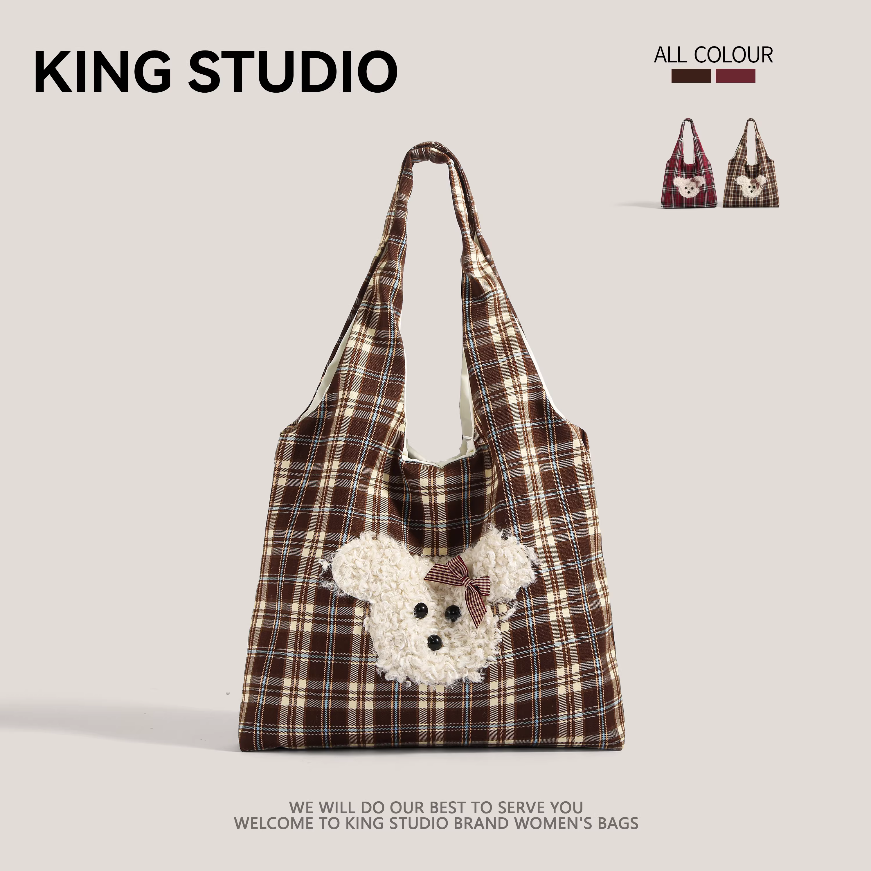 Túi vải bố cỡ lớn dành cho nữ, mẫu mới thu đông 2025, kiểu dáng retro kẻ caro thời thượng, đa năng, dùng làm túi xách công sở, túi đeo vai