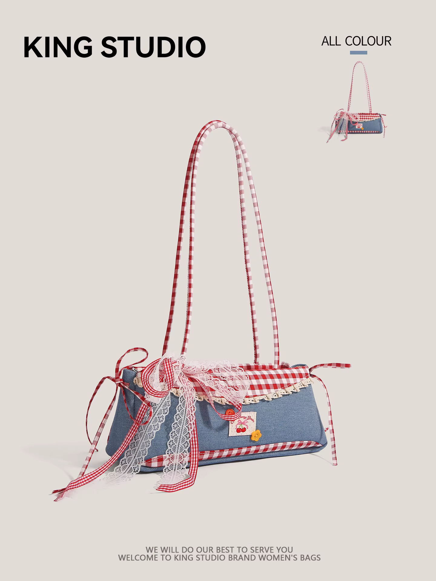 Túi denim thiết kế độc đáo 2025 thời trang mới phong cách ngọt ngào nơ ren túi đeo vai đa năng túi kẹp nách