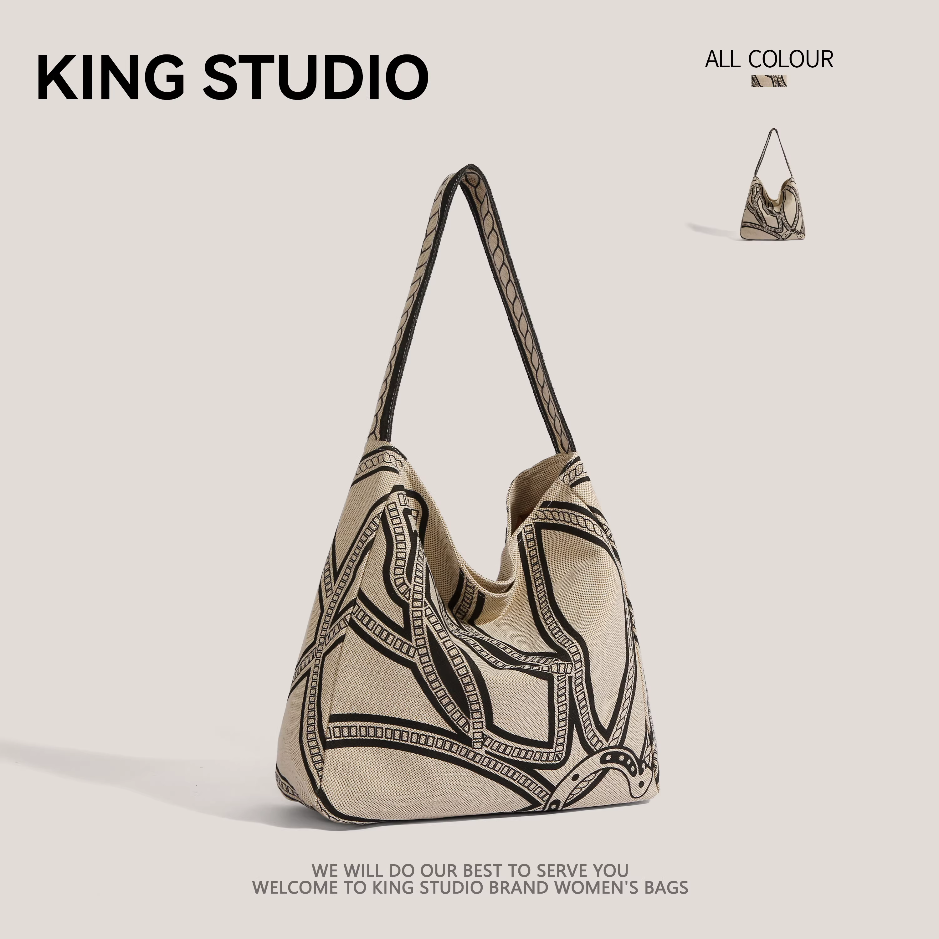 Túi Tote in hình tượng tượng trưng ngựa Pony dành cho nữ 2025, kiểu dáng mới thời thượng, retro, dung tích lớn, chất liệu canvas, phong cách giản dị, đeo vai