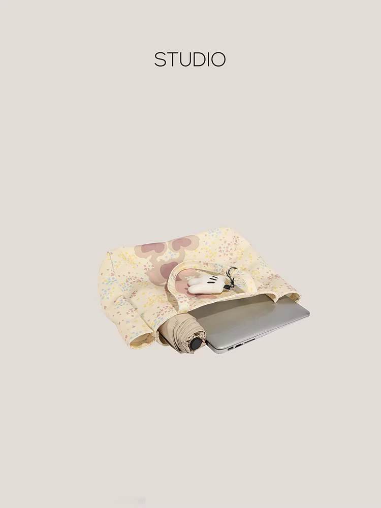 Túi vải bố cỡ lớn dành cho nữ DrinKing mẫu mới 2025 in hình dễ thương, đeo vai, xách tay