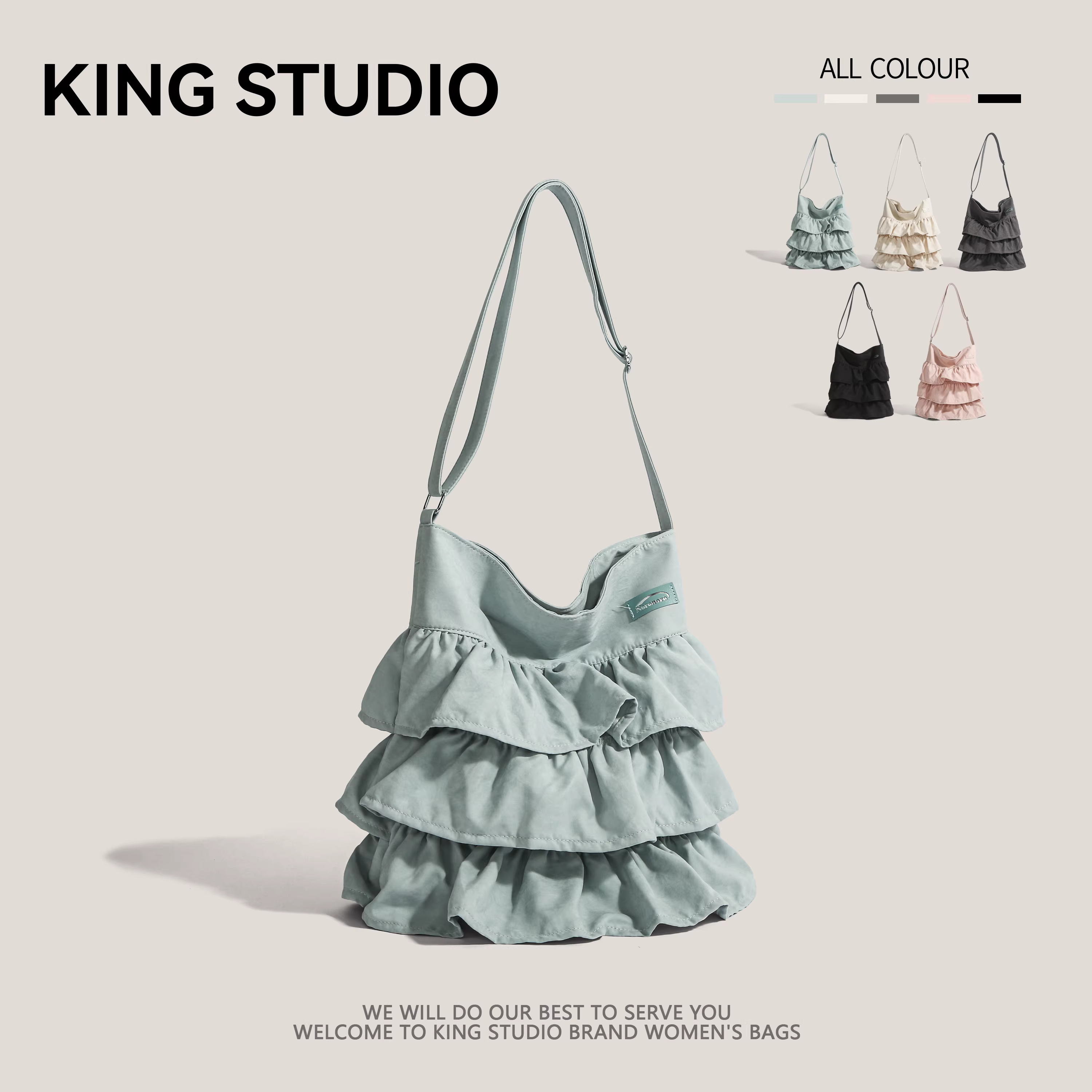 Túi vải kiểu váy xếp ly Hàn Quốc dành cho nữ, thời trang xuân/hè 2025, túi tote độc đáo, dung tích lớn, đeo chéo