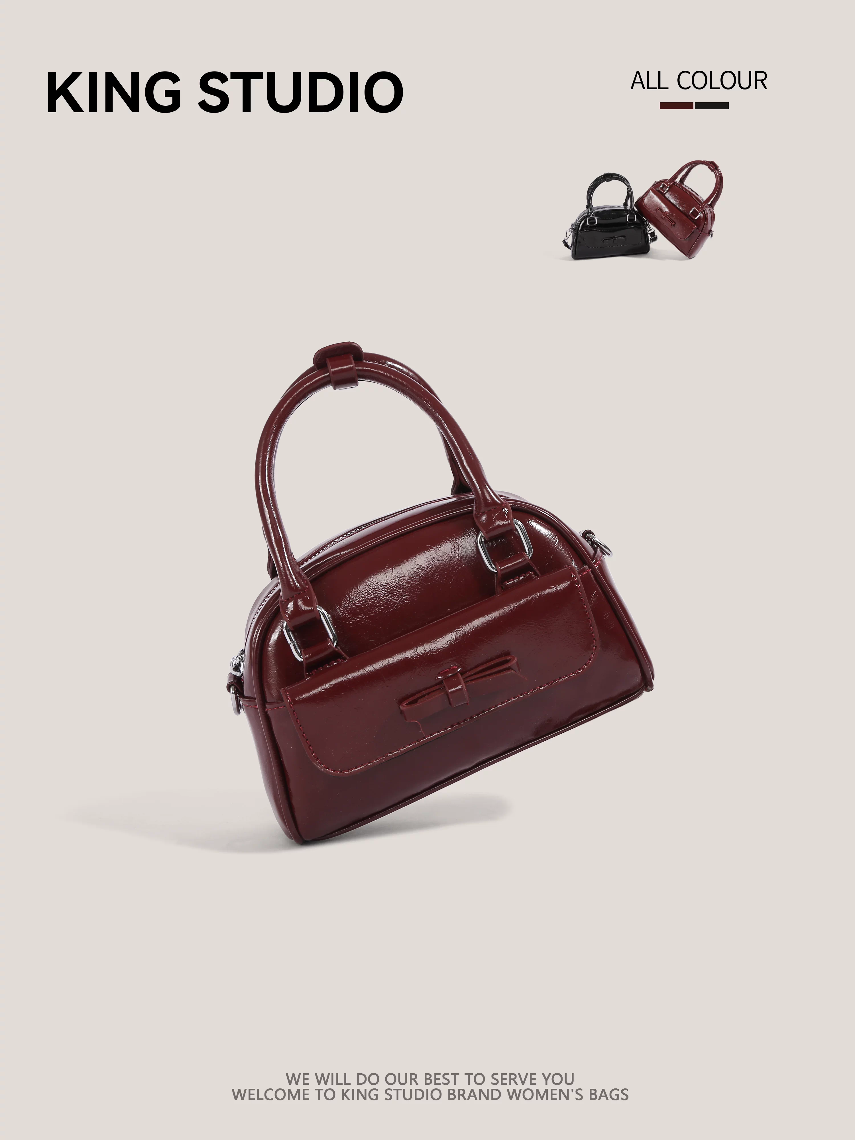 Túi bowling đỏ cao cấp dành cho nữ, mẫu mới 2026, thời trang đa năng, túi đeo vai, đeo chéo, phong cách thường ngày