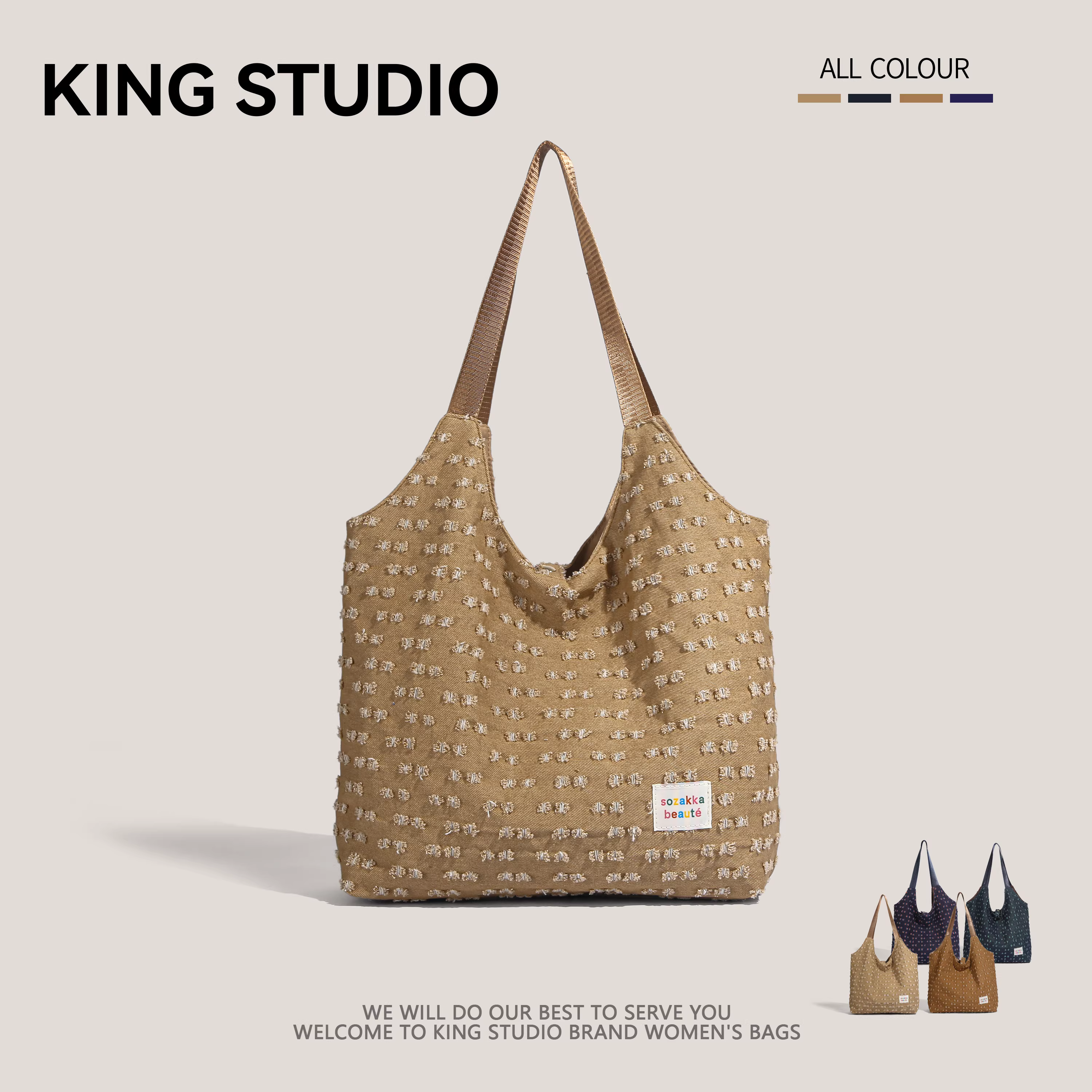 Túi vải bố cỡ lớn dành cho nữ, mẫu mới xuân hè 2025, đa năng, đeo vai, đi chợ, đi học, đi làm