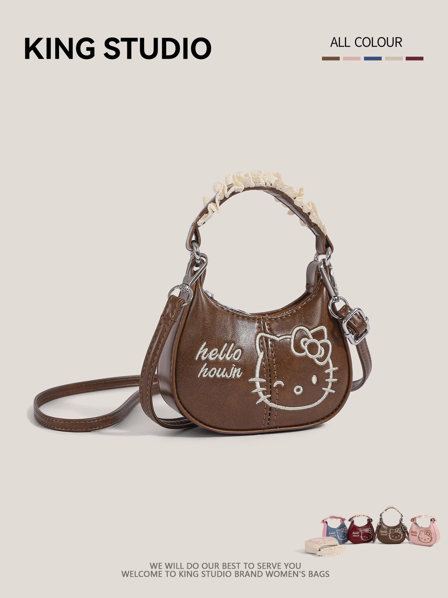 Túi xách Hello Kitty dễ thương dành cho nữ 2025, mẫu hoạt hình mới, túi mini đeo chéo một bên vai