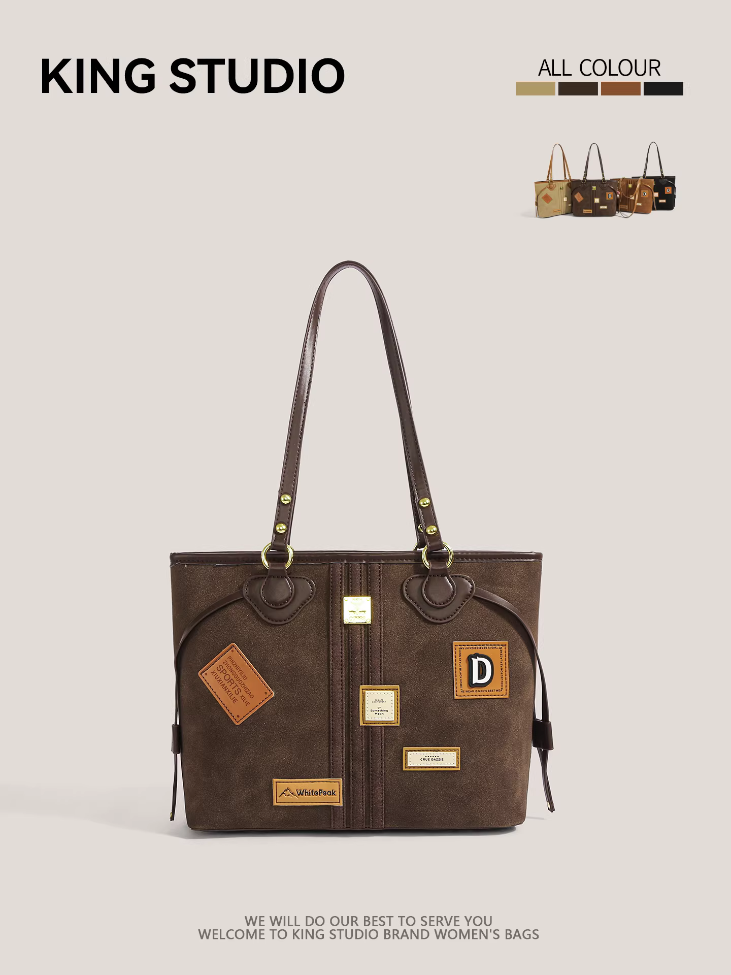 Túi tote phong cách Maillard cổ điển dành cho nữ, mẫu mới thu đông 2025, dung tích lớn, chất liệu da lộn cao cấp, túi đeo vai đi làm