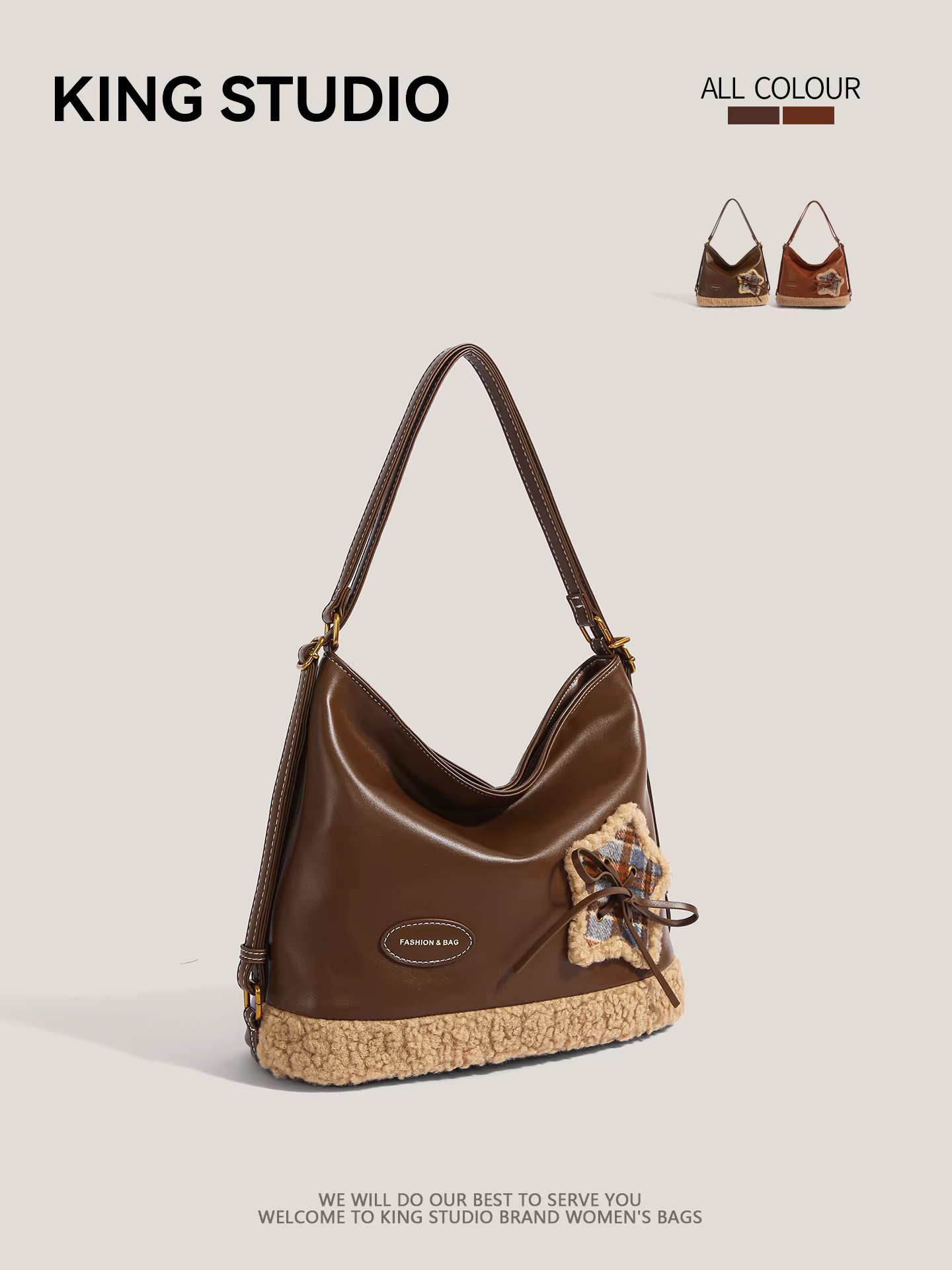 Ba lô lông thú cỡ lớn dành cho nữ, mẫu mới thu đông 2025, thời trang cá tính, túi đeo vai đi làm, balo