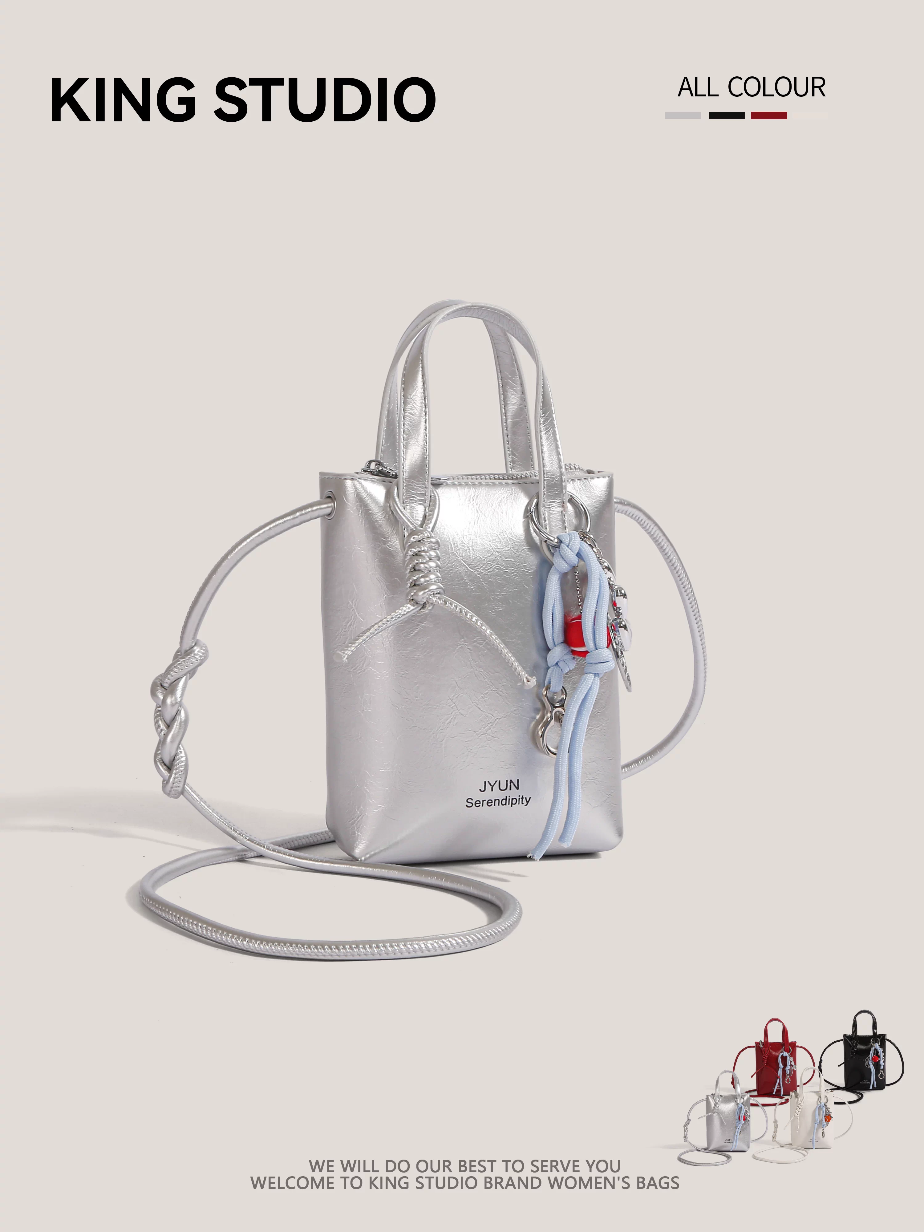 Túi mini bạc mùa hè dành cho nữ 2025, mẫu mới thời thượng cao cấp, đeo vai, đeo chéo, đựng điện thoại, kiểu dáng xô