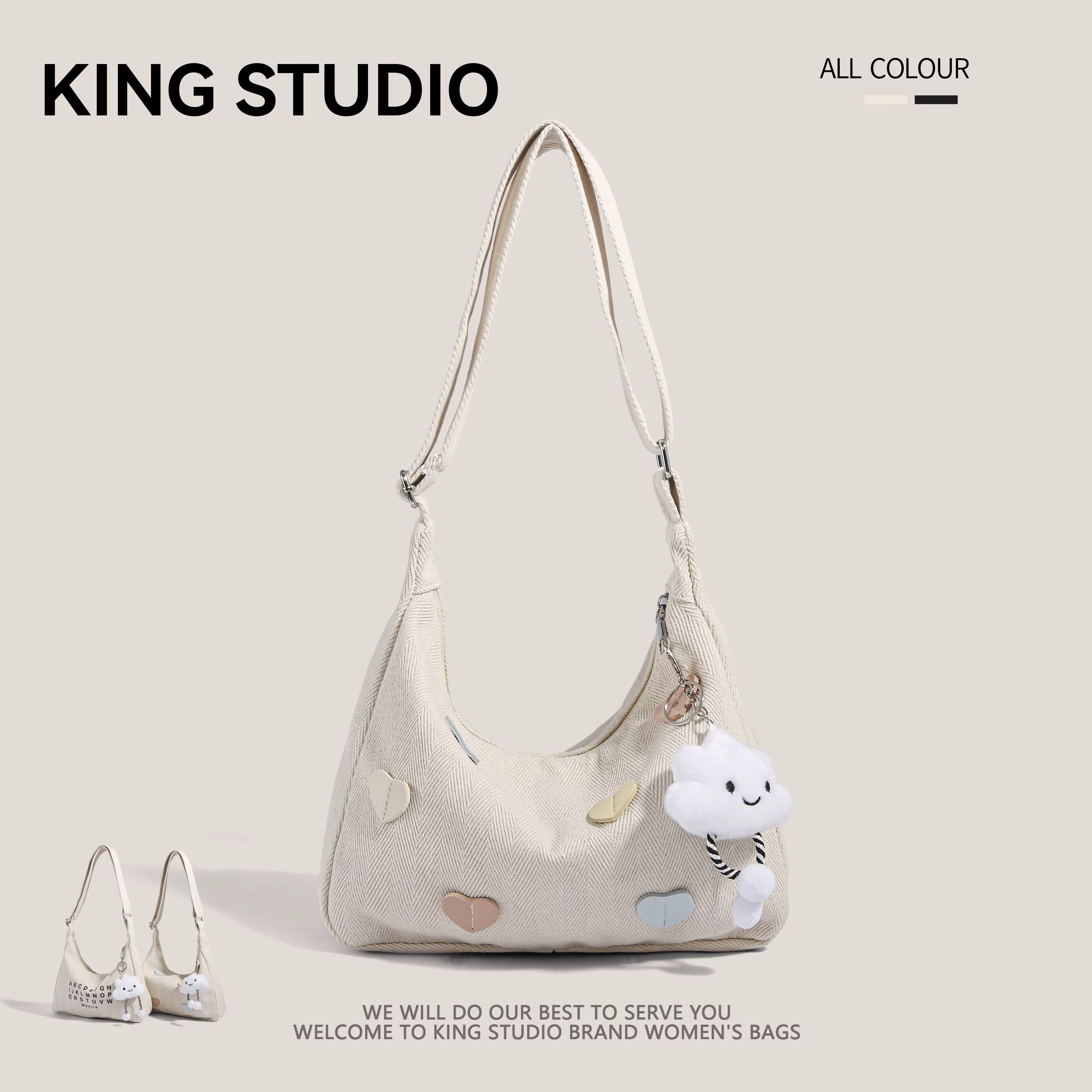 Túi vải bố Hàn Quốc dành cho nữ 2025, mẫu mới thời thượng mùa hè, túi đeo vai phong cách giản dị, túi tote hình trái tim dễ thương dành cho các cô gái