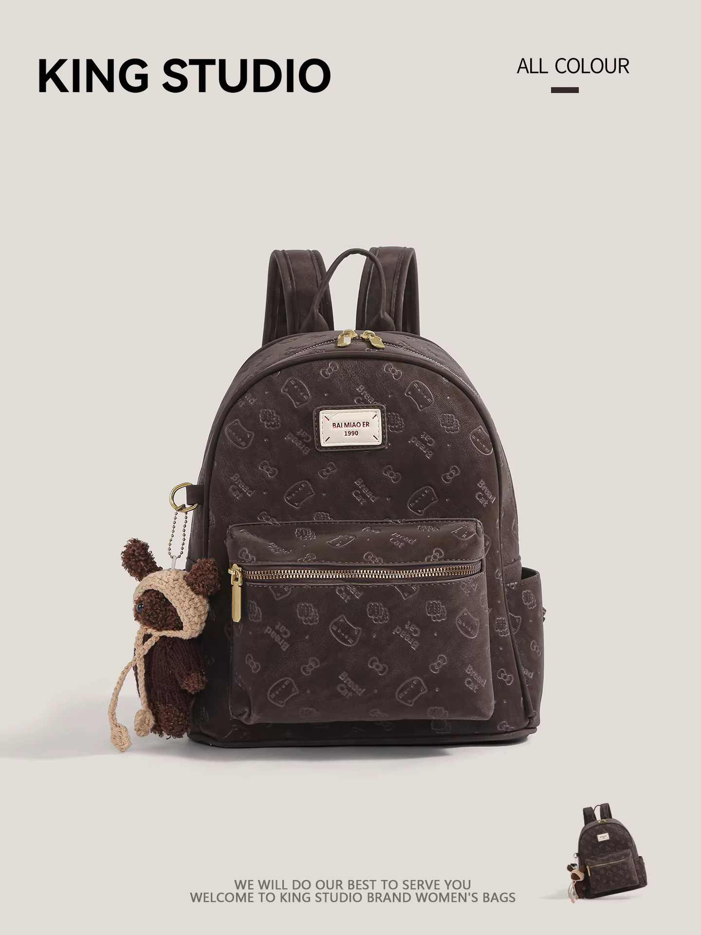 Ba lô mèo dễ thương phong cách retro dành cho nữ 2025, mẫu mới thời thượng, dung tích lớn, đa năng, thích hợp đi làm, đi học