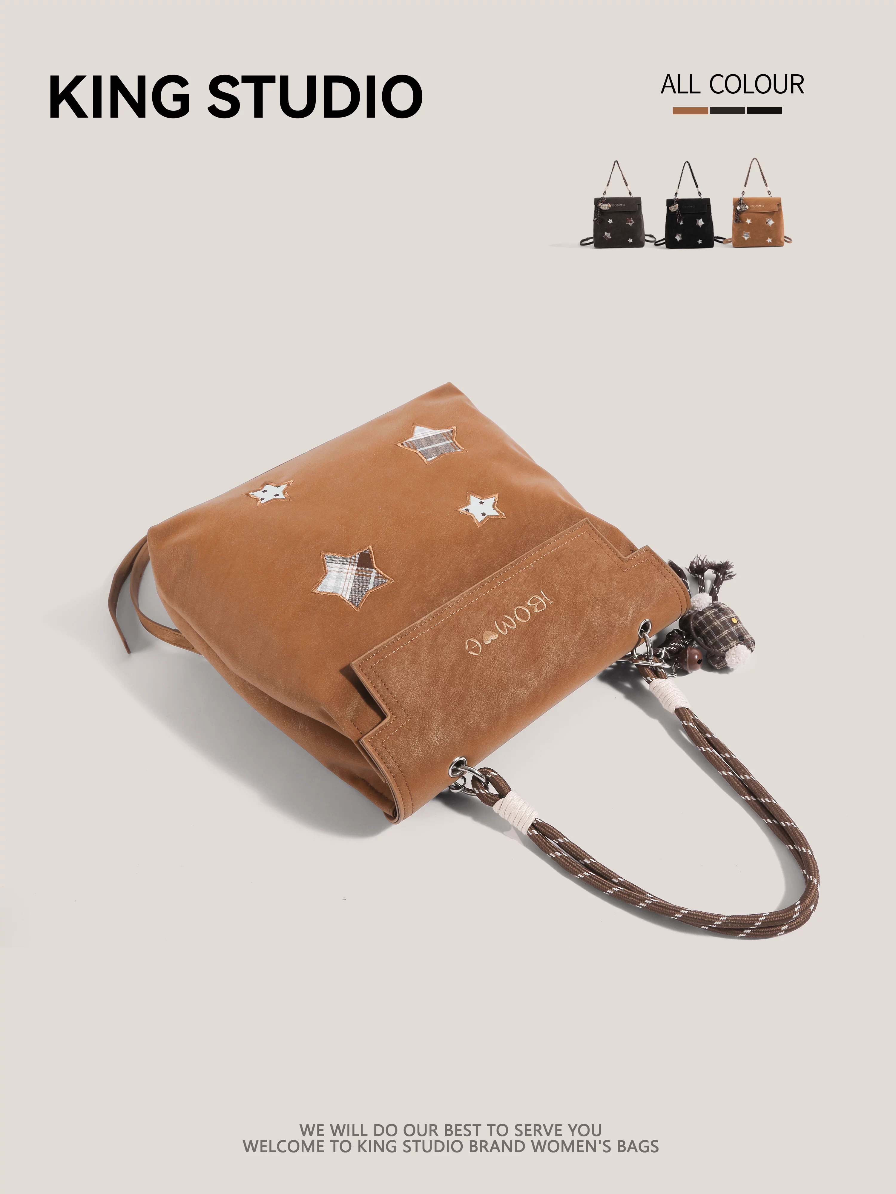 Ba lô sao retro chất liệu da lộn dành cho nữ 2026, mẫu mới thời thượng, dung tích lớn, dùng đi làm, du lịch, đeo chéo, đi học