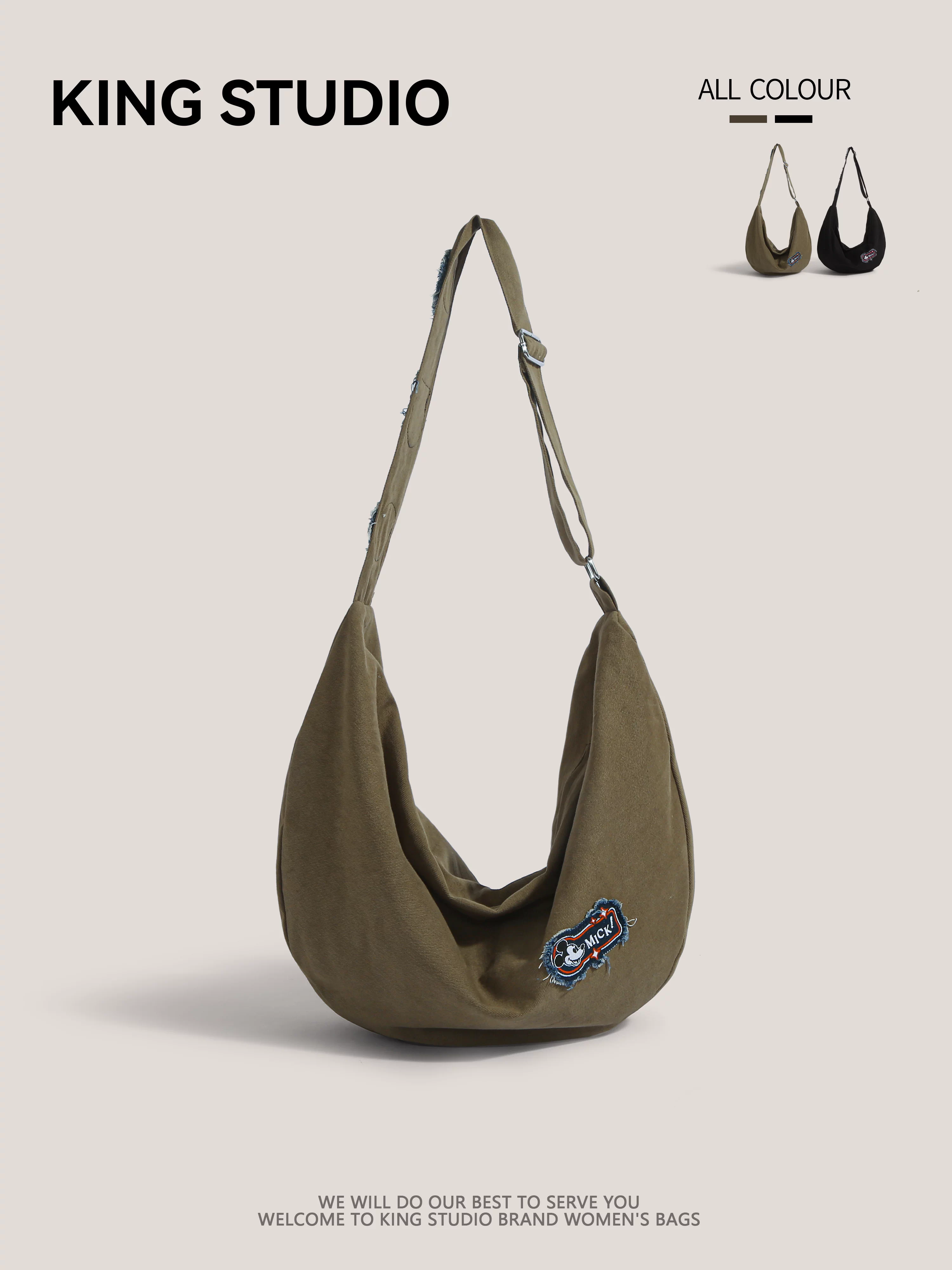 Túi vải bố cỡ lớn dành cho nữ, mẫu mới 2025 phong cách Hàn Quốc, kiểu dáng lười biếng, đeo chéo, dành cho sinh viên, đi học, đi làm, đeo vai