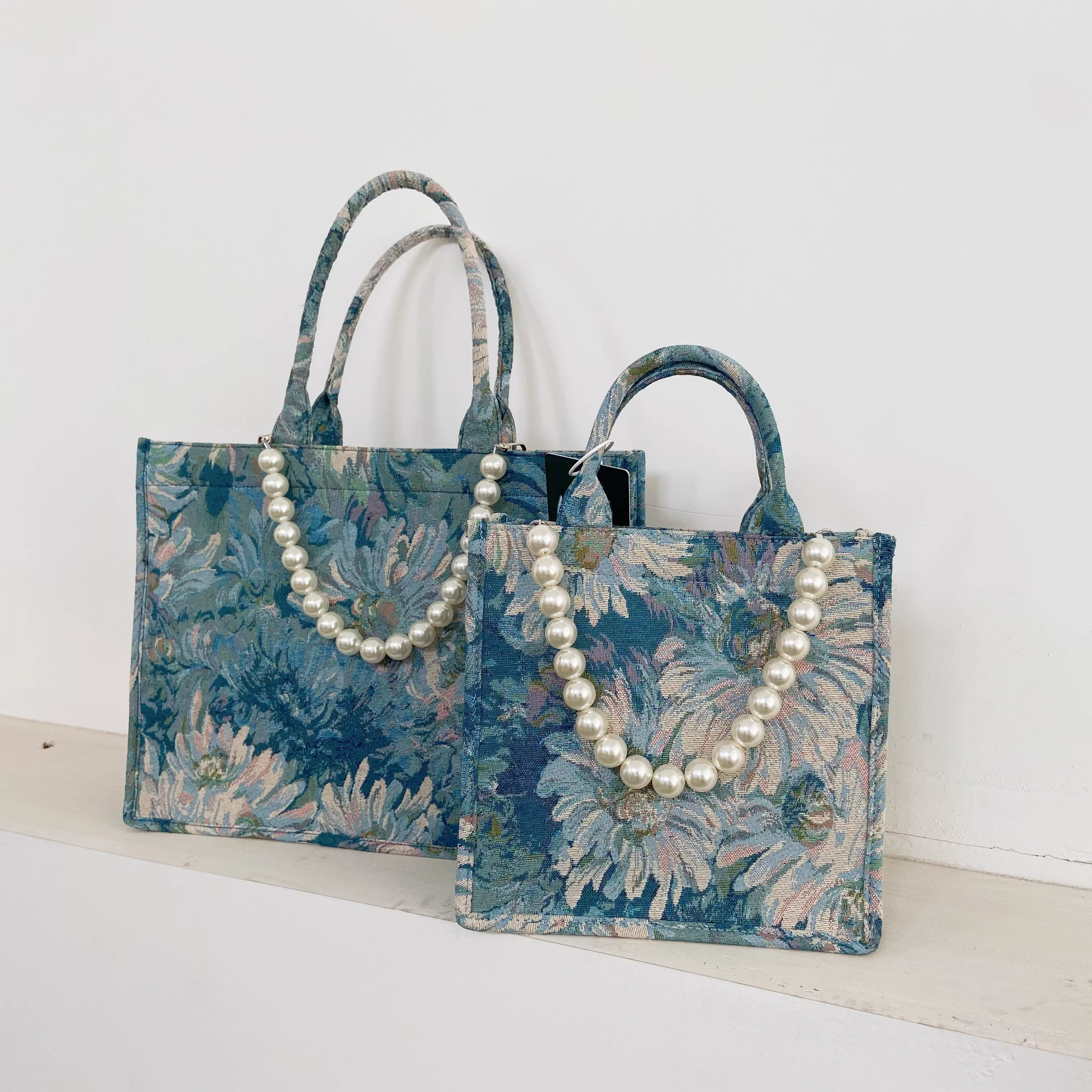 Túi tote đựng đồ đi làm họa tiết tranh sơn dầu Vườn Monet dành cho nữ, túi cỡ lớn mùa hè, mẫu mới 2025, túi đeo vai.