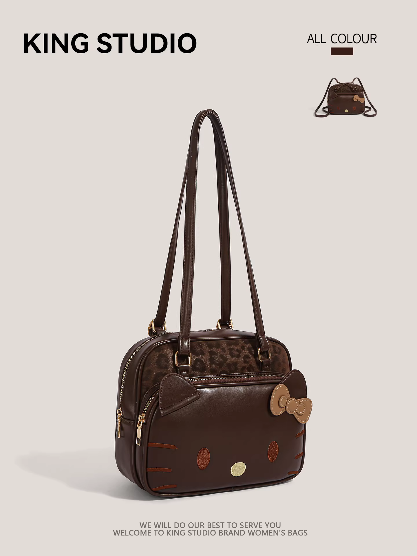 Ba lô Hello Kitty dễ thương dành cho nữ, mẫu mới 2025, dung tích lớn, túi đeo vai đi làm, túi tote đi học