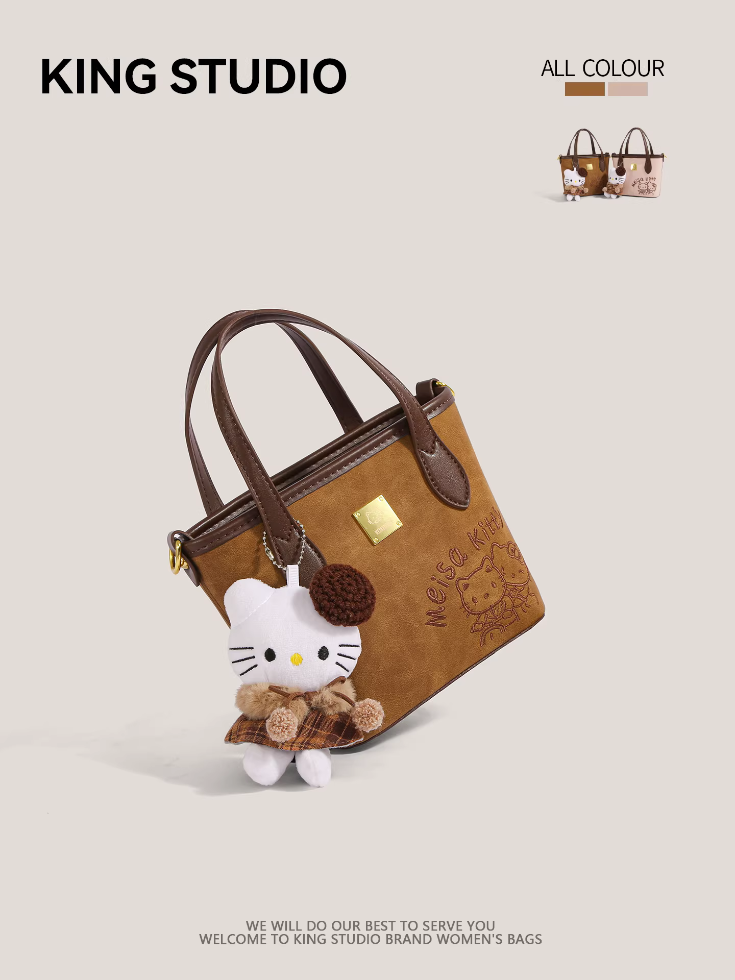 Túi xách Hello Kitty dễ thương dành cho nữ 2025, mẫu mới thời thượng, hoạt hình Hello Kitty, phong cách retro, đa năng, đeo vai, đeo chéo