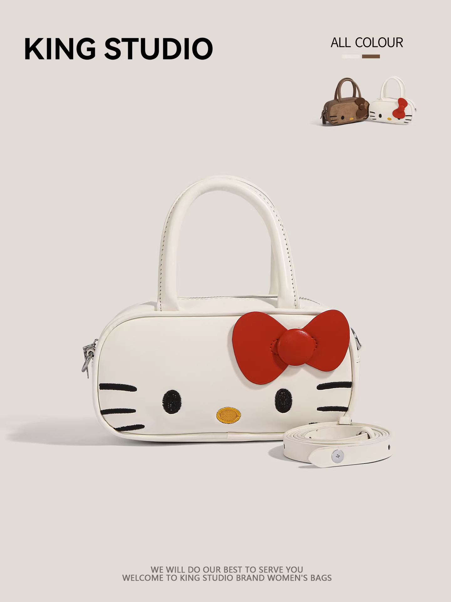 Túi xách Hello Kitty hoạt hình dễ thương dành cho nữ, mẫu mới 2025, thiết kế độc đáo, thời thượng, đeo vai, đeo chéo, kiểu dáng gối