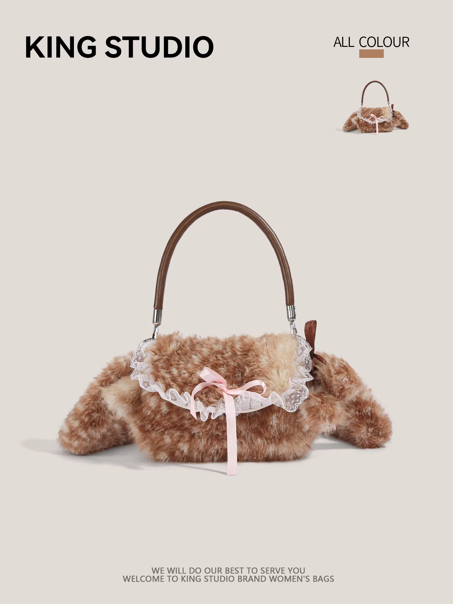 Túi xách lông thú hình hươu nhỏ dành cho nữ, mẫu mới 2026, chất lượng cao, đa năng, túi đeo nách, túi đeo vai, túi đeo chéo.